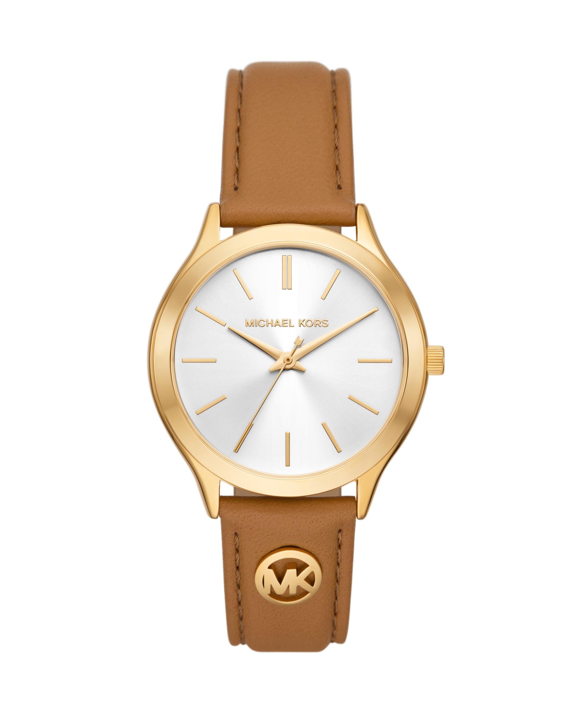Reloj de mujer slim runway de michael kors de piel con tres agujas - Dorado Dorado-1
