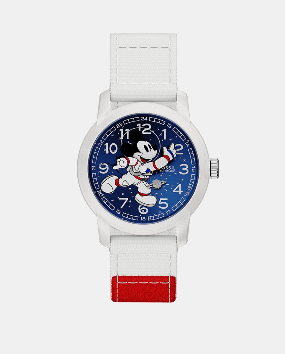Imagen 0 de Reloj de hombre mickey mouse con correa de tejido Blanco