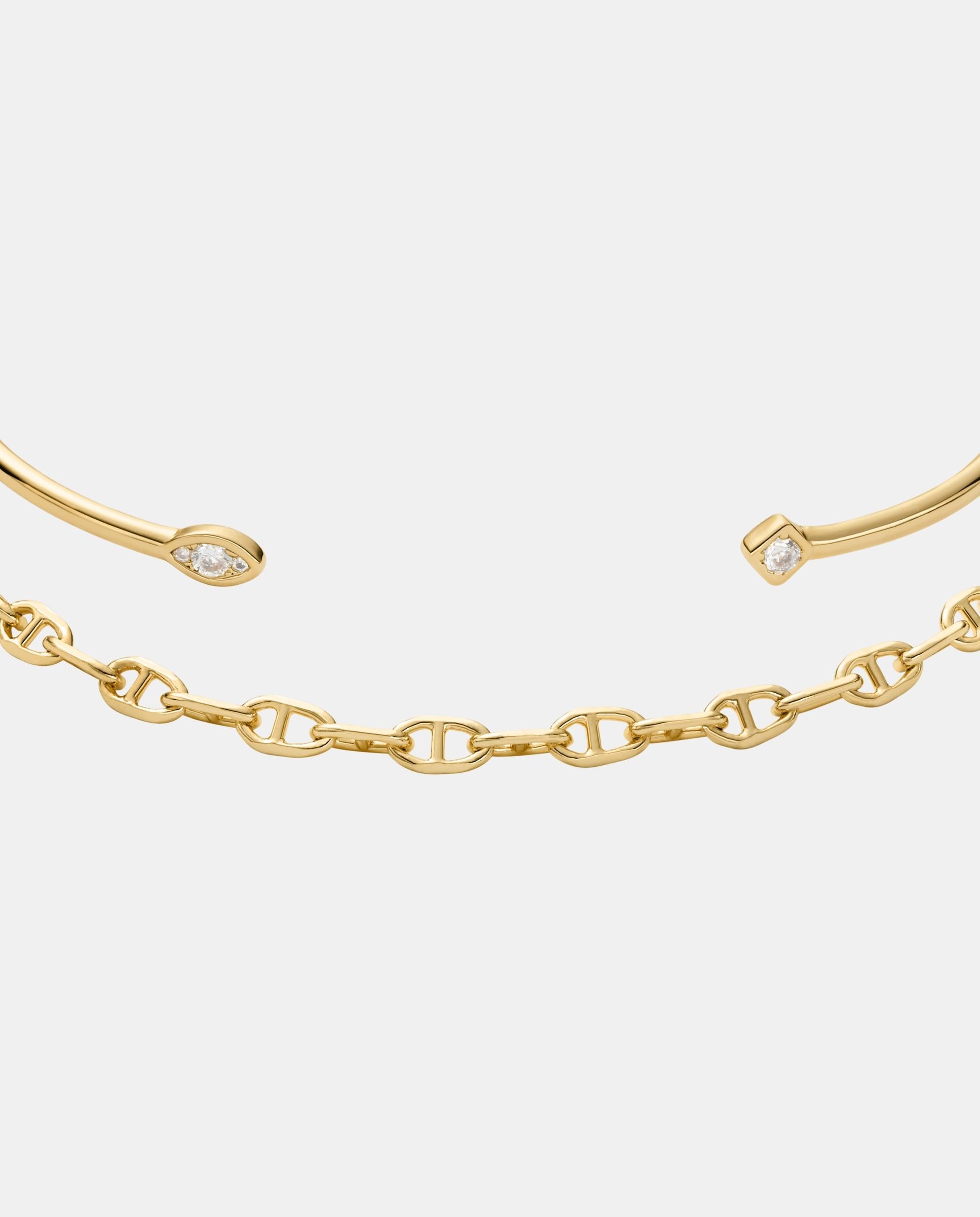 Pulsera de eslabones de latón - Fossil - Cristal Cristal-2