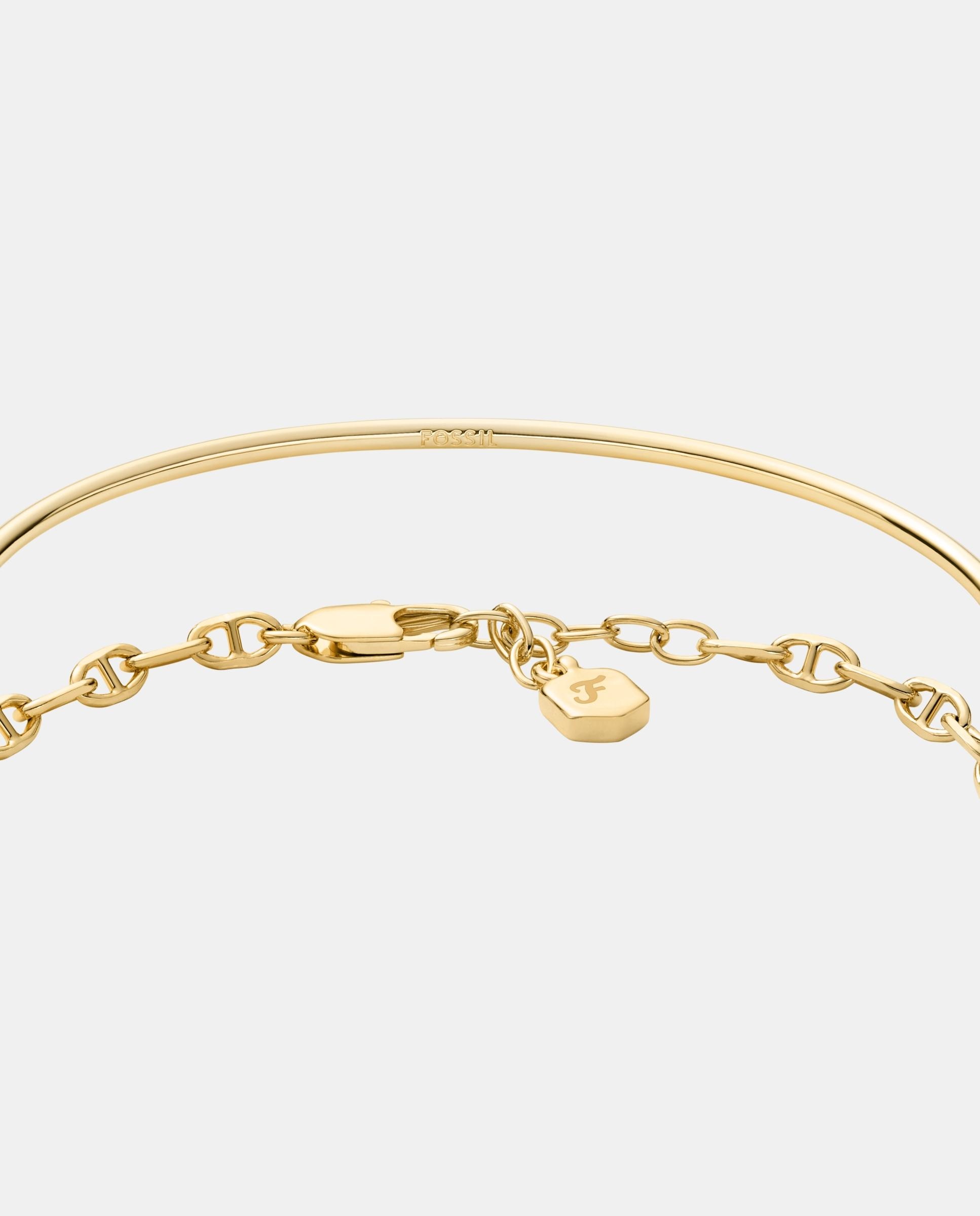 Pulsera de eslabones de latón - Fossil - Cristal Cristal-3
