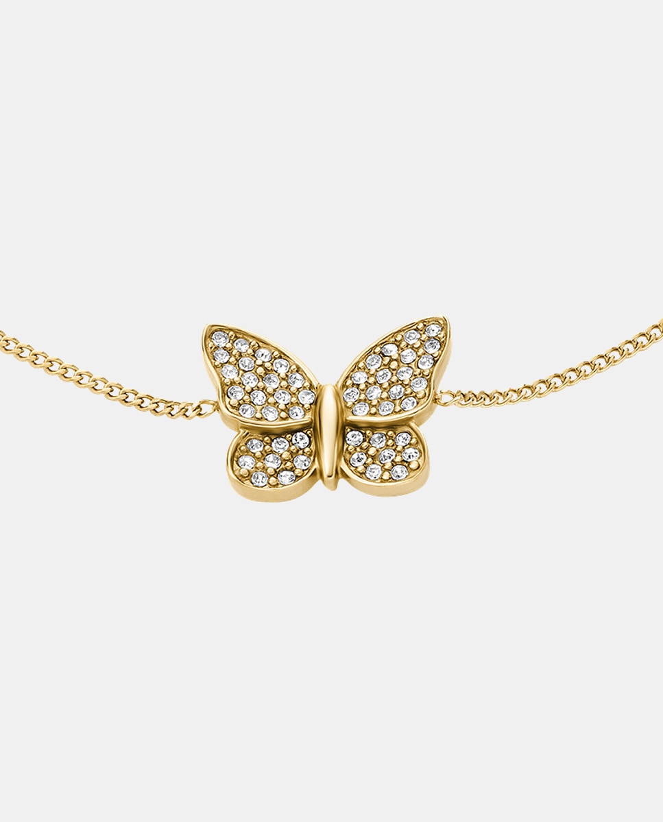 Pulsera de cadena de mujer con estaciones sutton de acero inoxidable con mariposa y cristales - Fossil - Dorado Dorado-2
