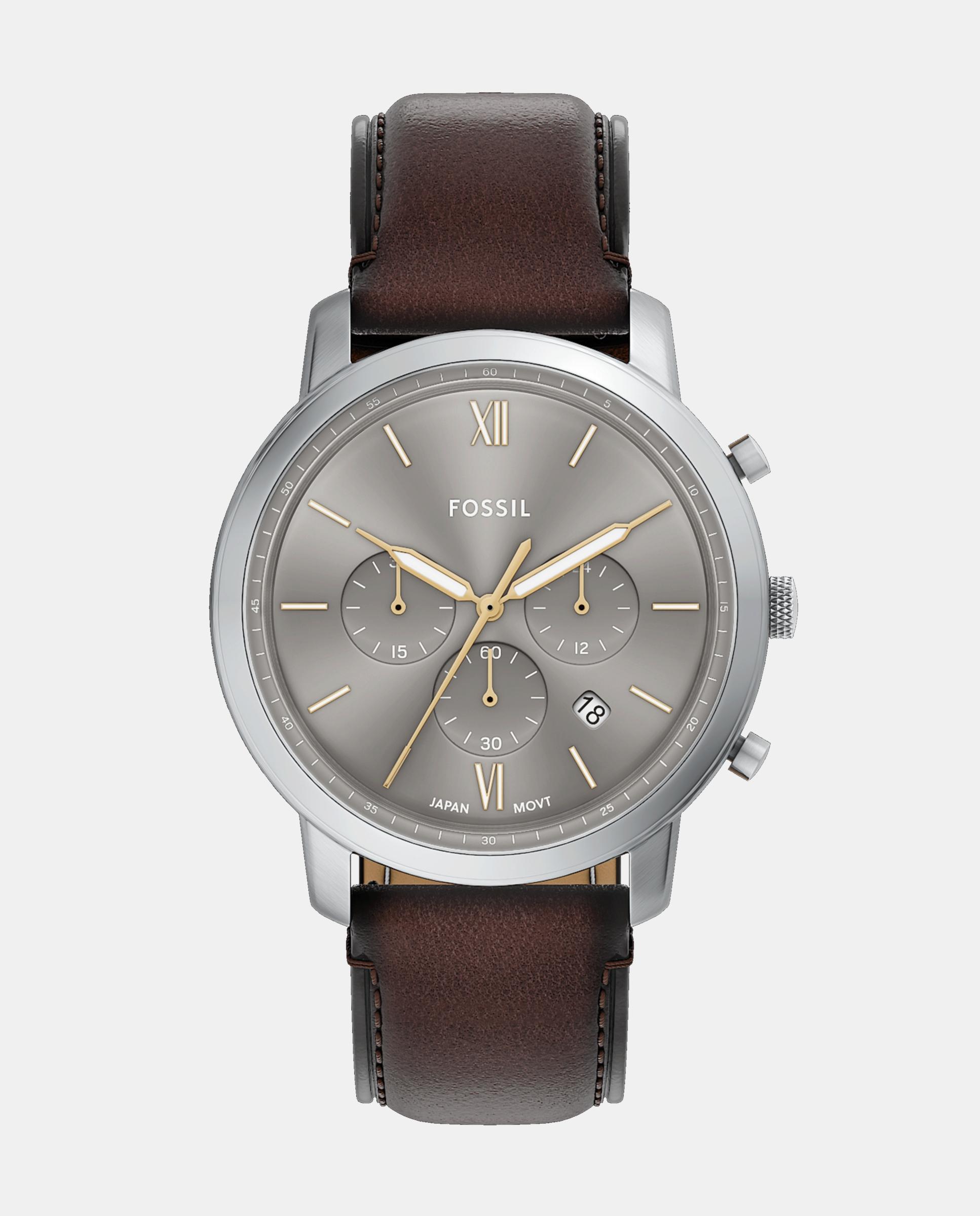 Reloj de hombre neutra con cronógrafo de piel - Fossil - Plateado Plateado-1