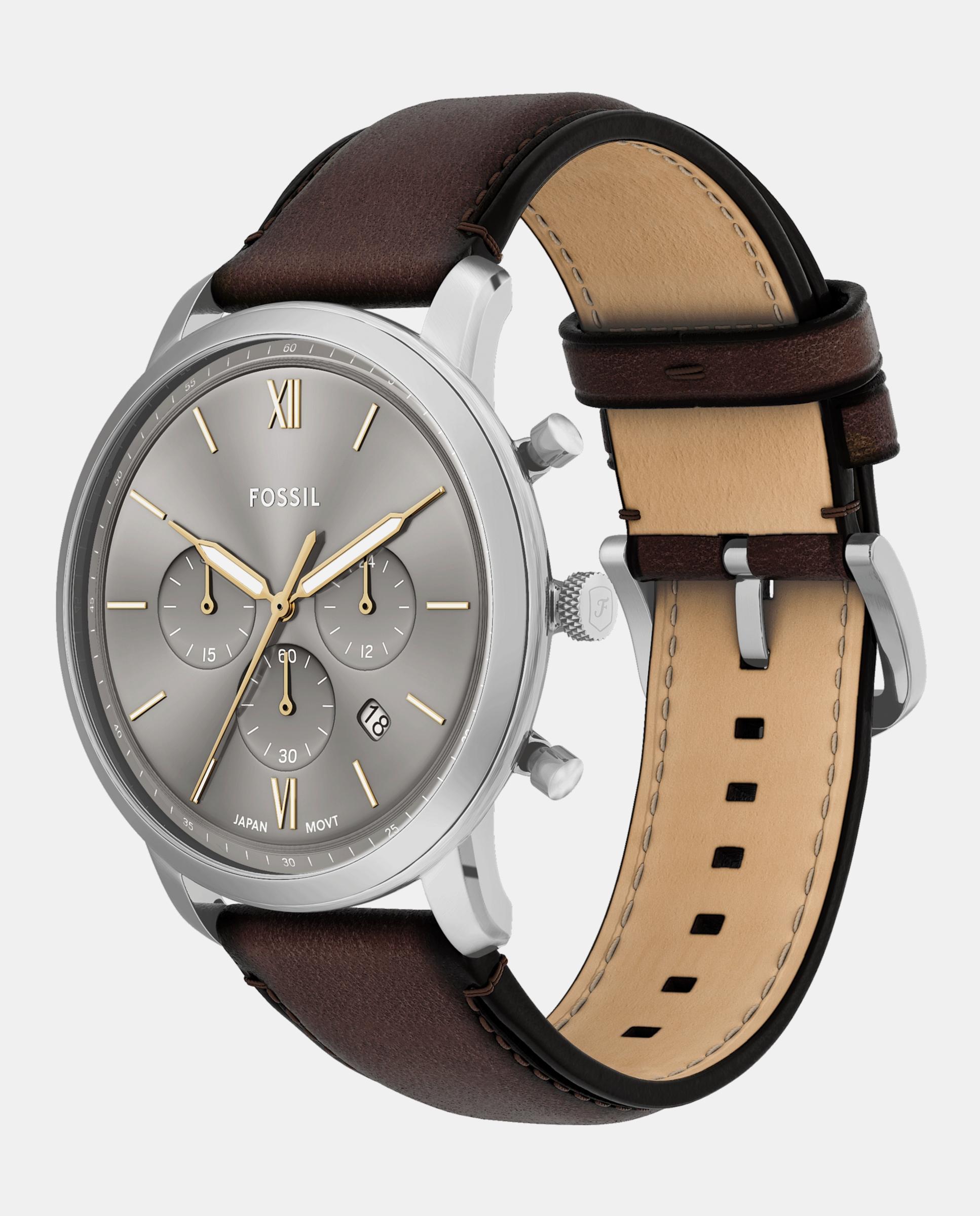 Reloj de hombre neutra con cronógrafo de piel - Fossil - Plateado Plateado-4