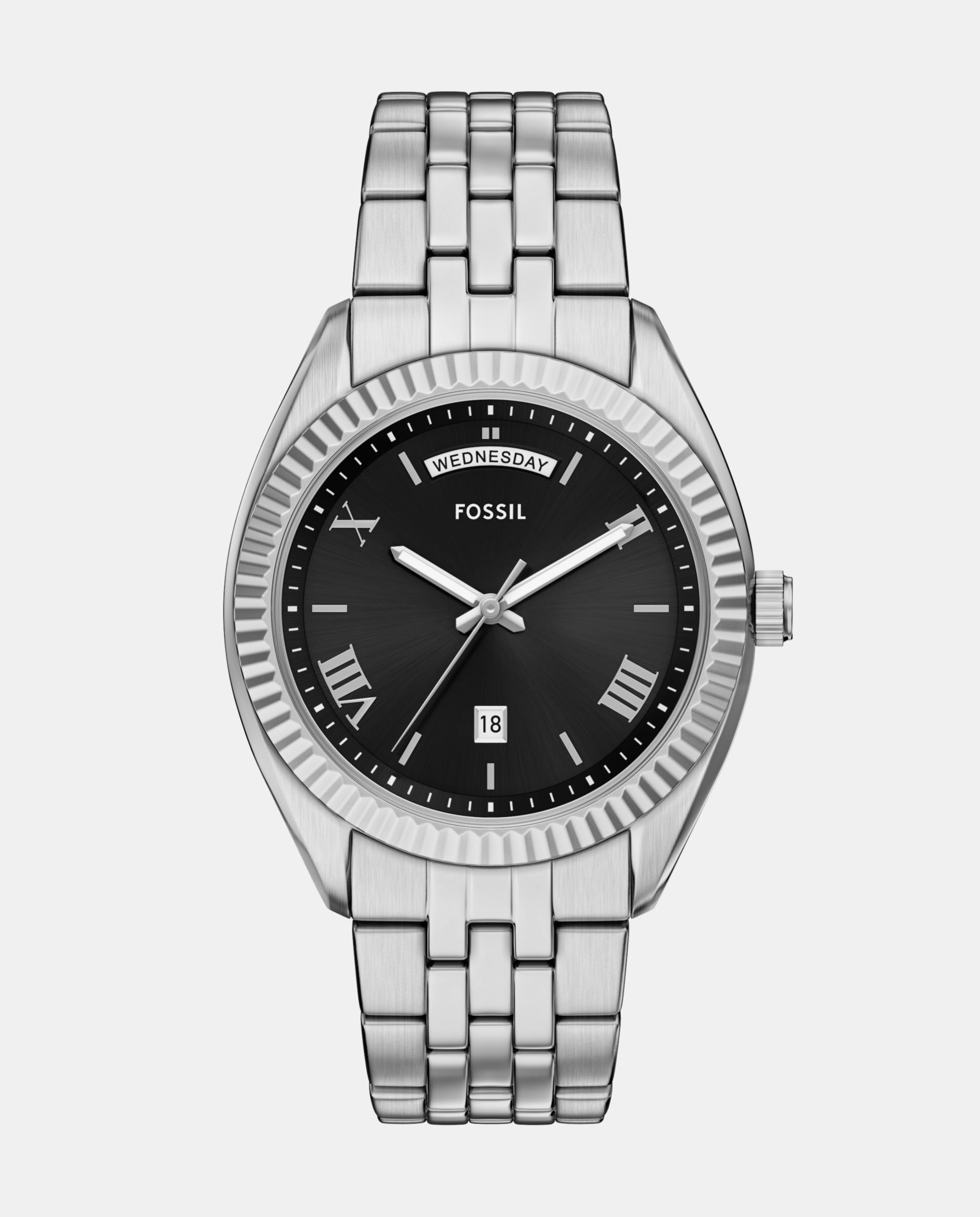 Imagen 0 de Reloj de hombre campbell de acero inoxidable con tres agujas y día-fecha Plateado
