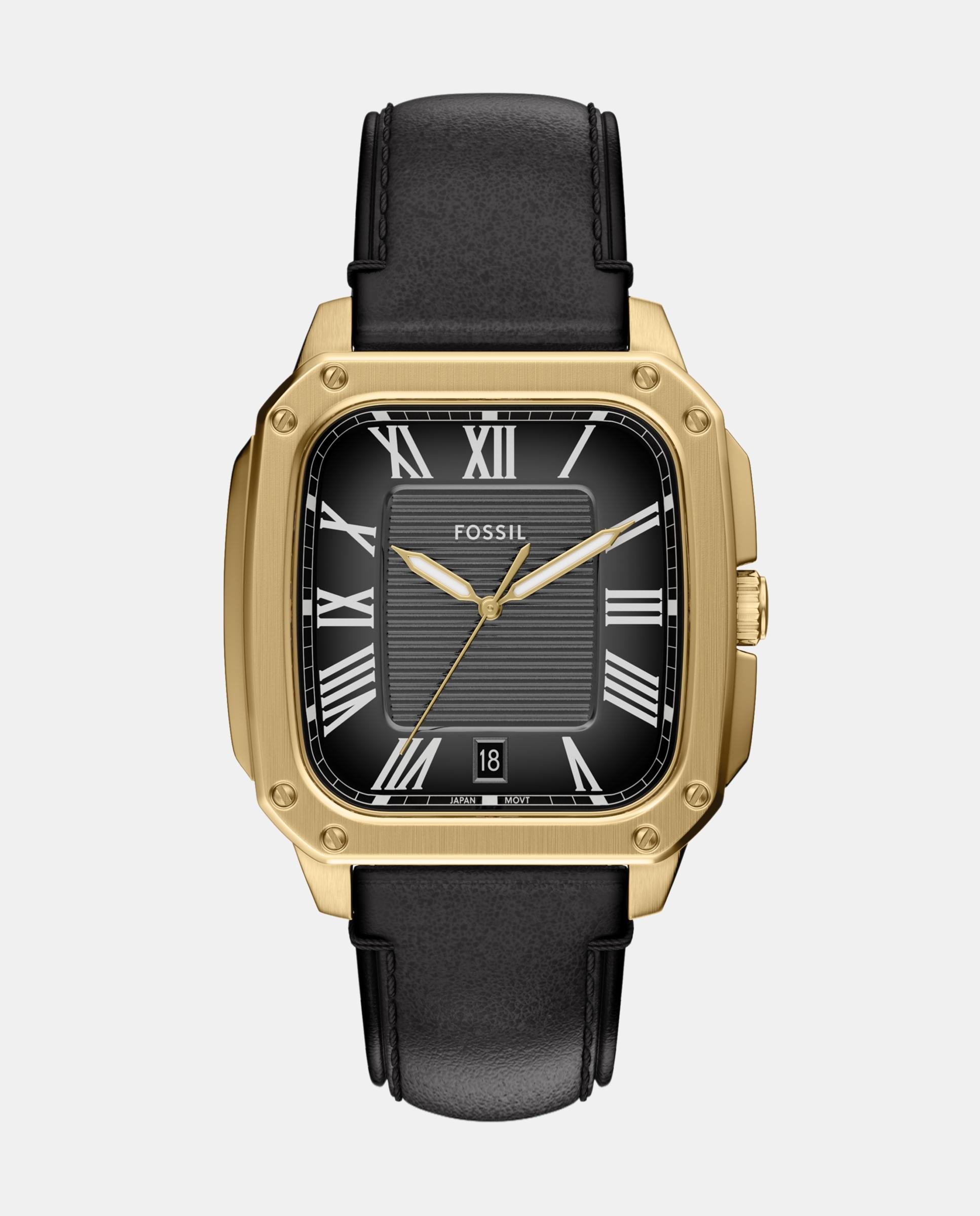 Reloj de hombre crosby de piel con tres agujas - Fossil - Dorado Dorado-1