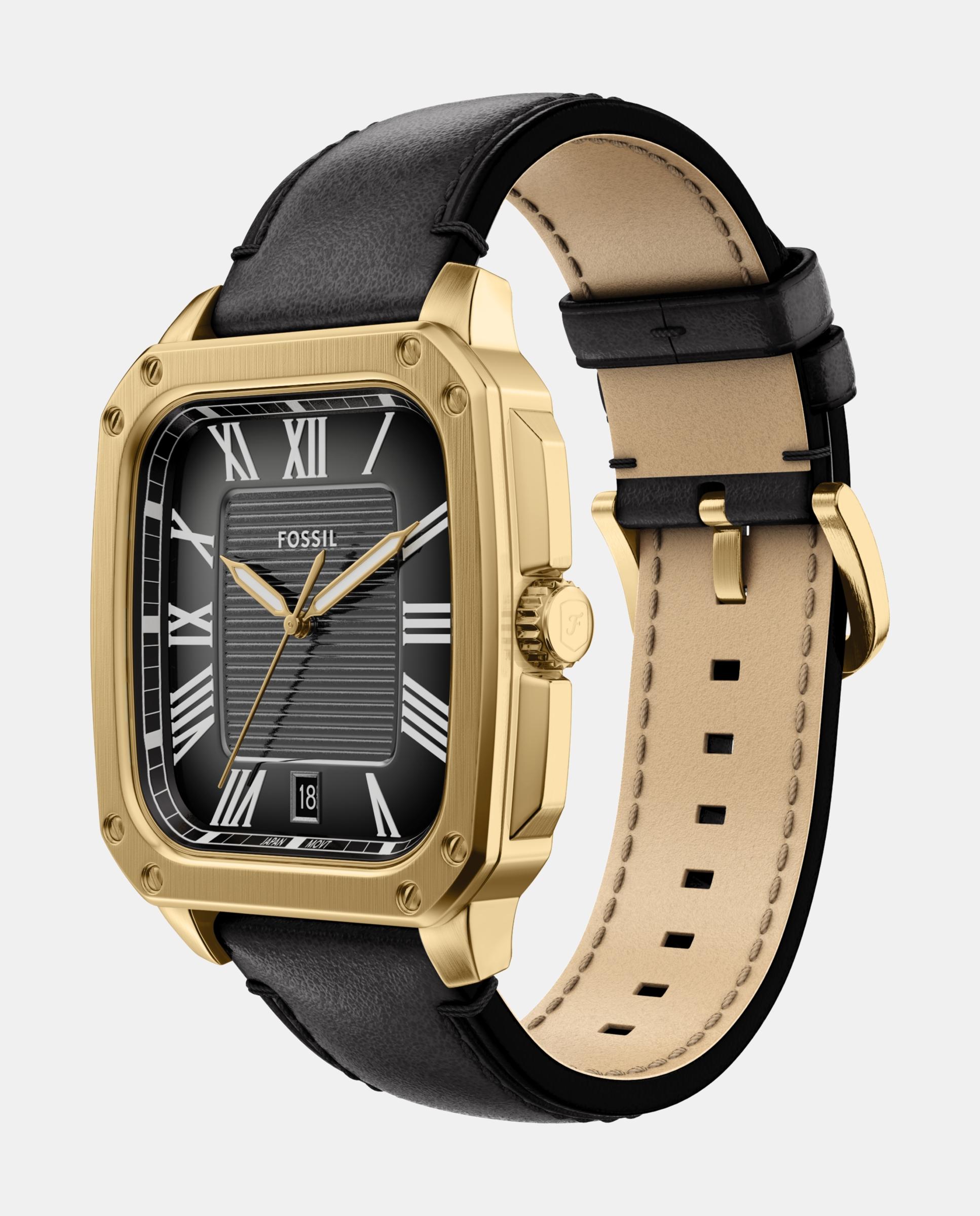 Reloj de hombre crosby de piel con tres agujas - Fossil - Dorado Dorado-4