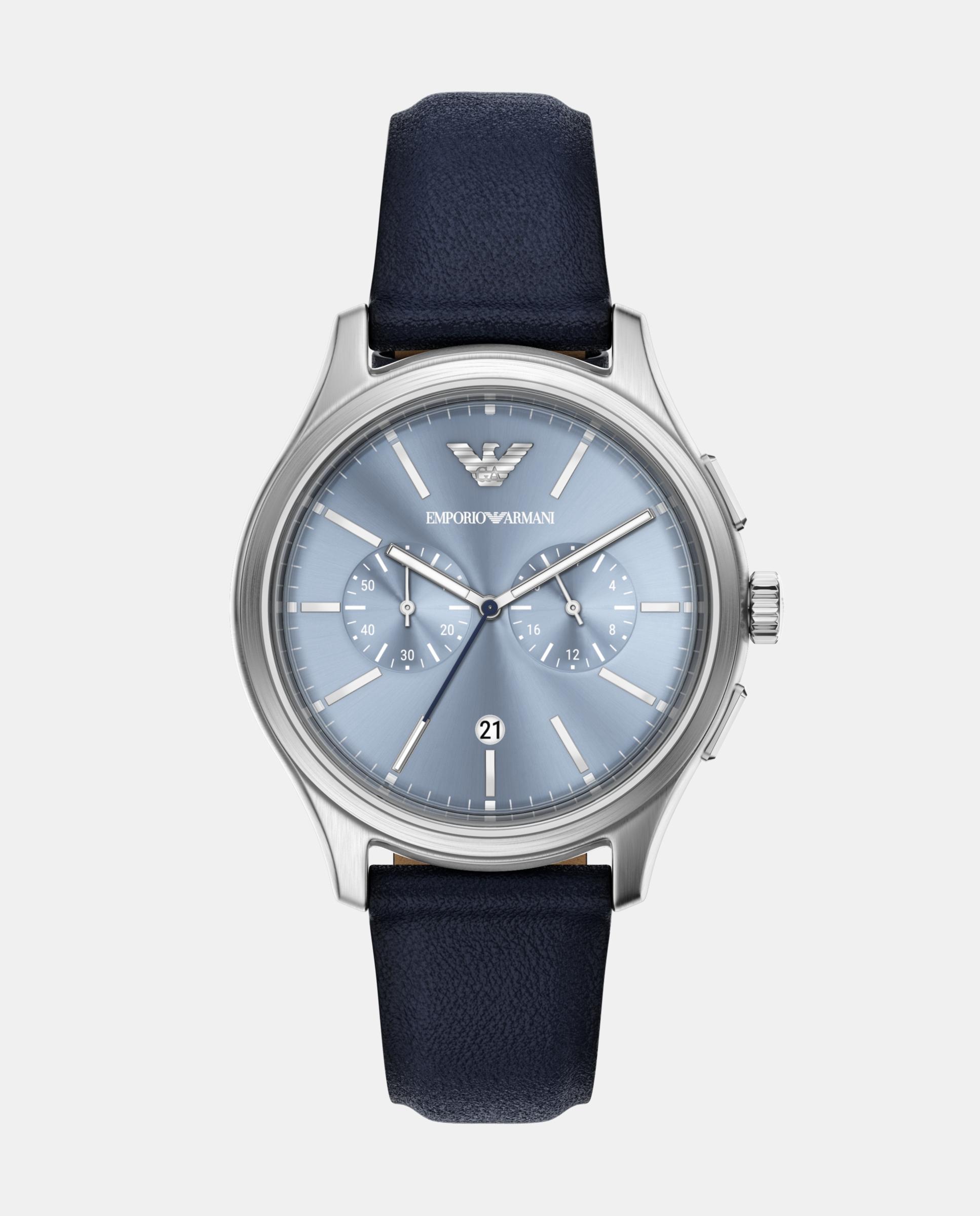 Reloj de hombre de emporio armani de piel con cronógrafo Azul Azul-1