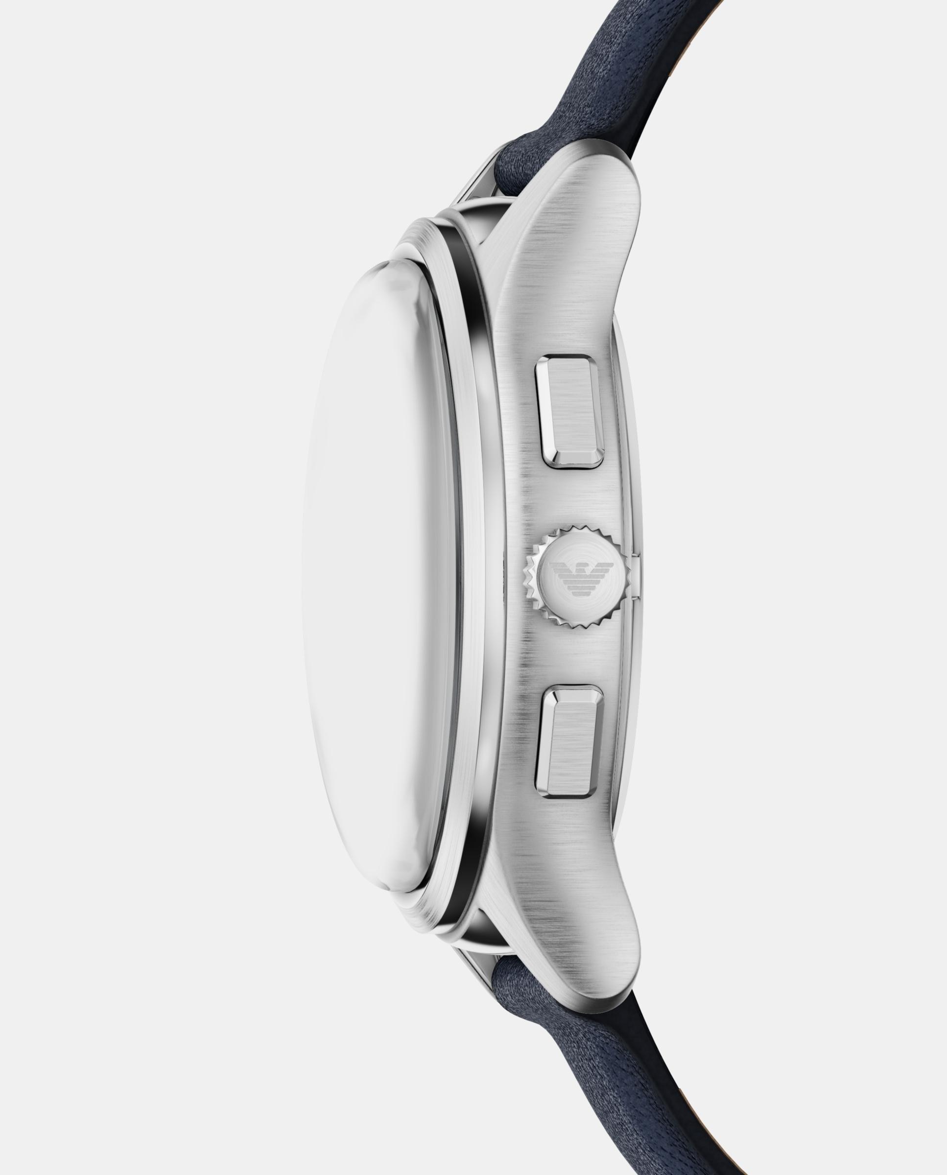 Reloj de hombre de emporio armani de piel con cronógrafo Azul Azul-3