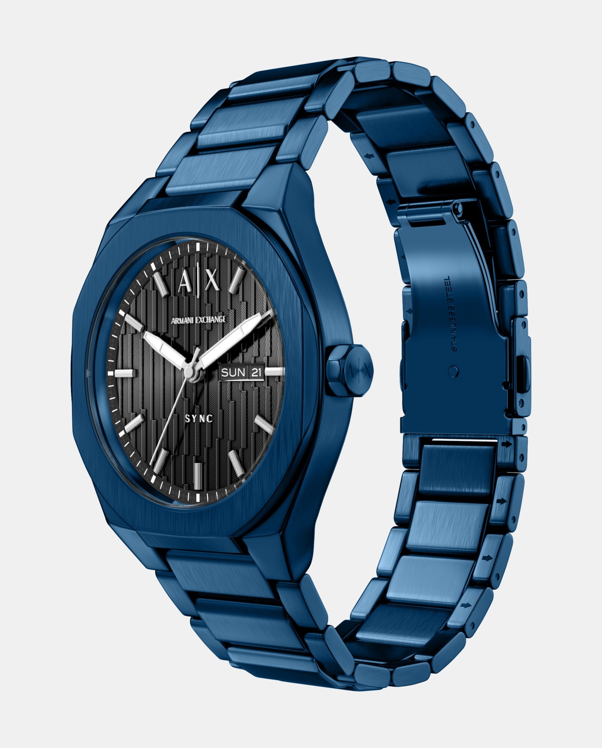 Reloj de hombre de armani exchange de acero inoxidable con tres agujas - Azul Azul-4
