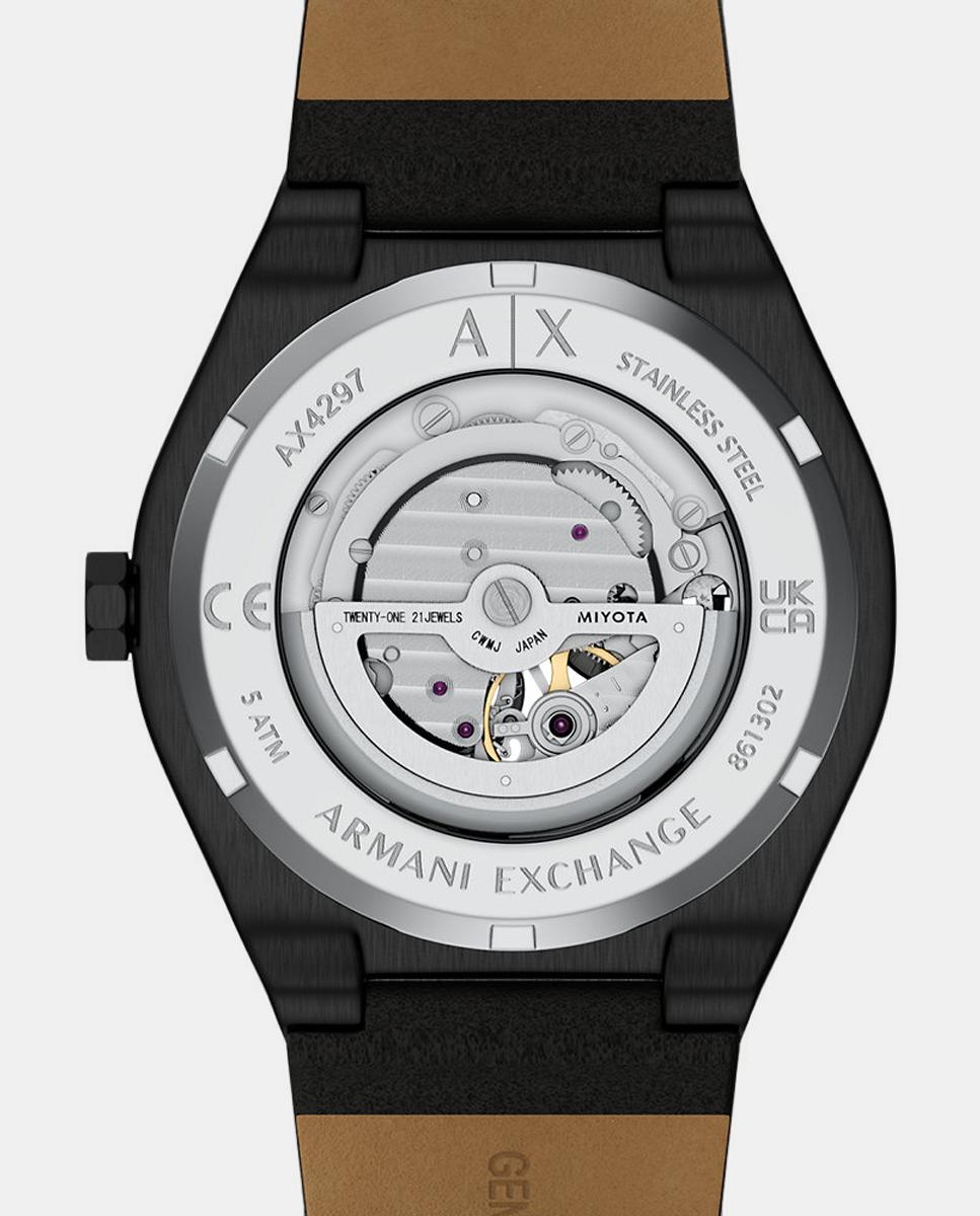 Reloj de hombre automático sync de armani exchange de piel - Negro Negro-4