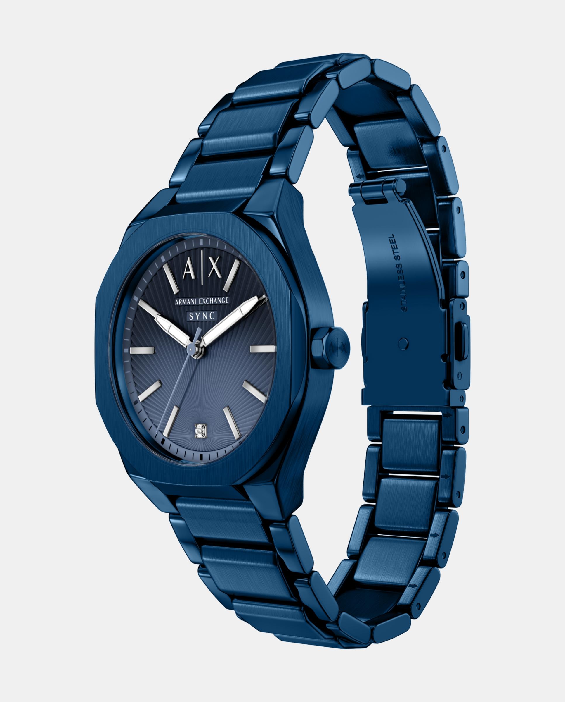 Reloj de mujer de armani exchange de acero inoxidable con tres agujas - Azul Azul-4
