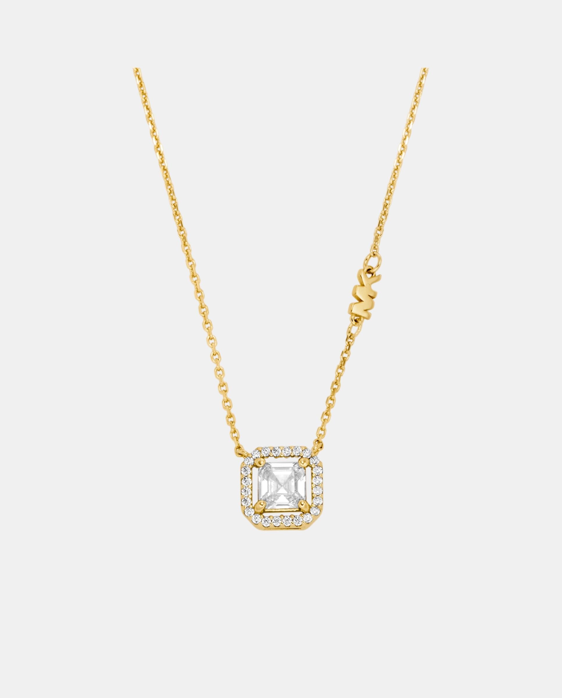 Imagen 0 de Cadena con colgante de mujer mkc1843710 con talla asscher de plata de ley Dorado