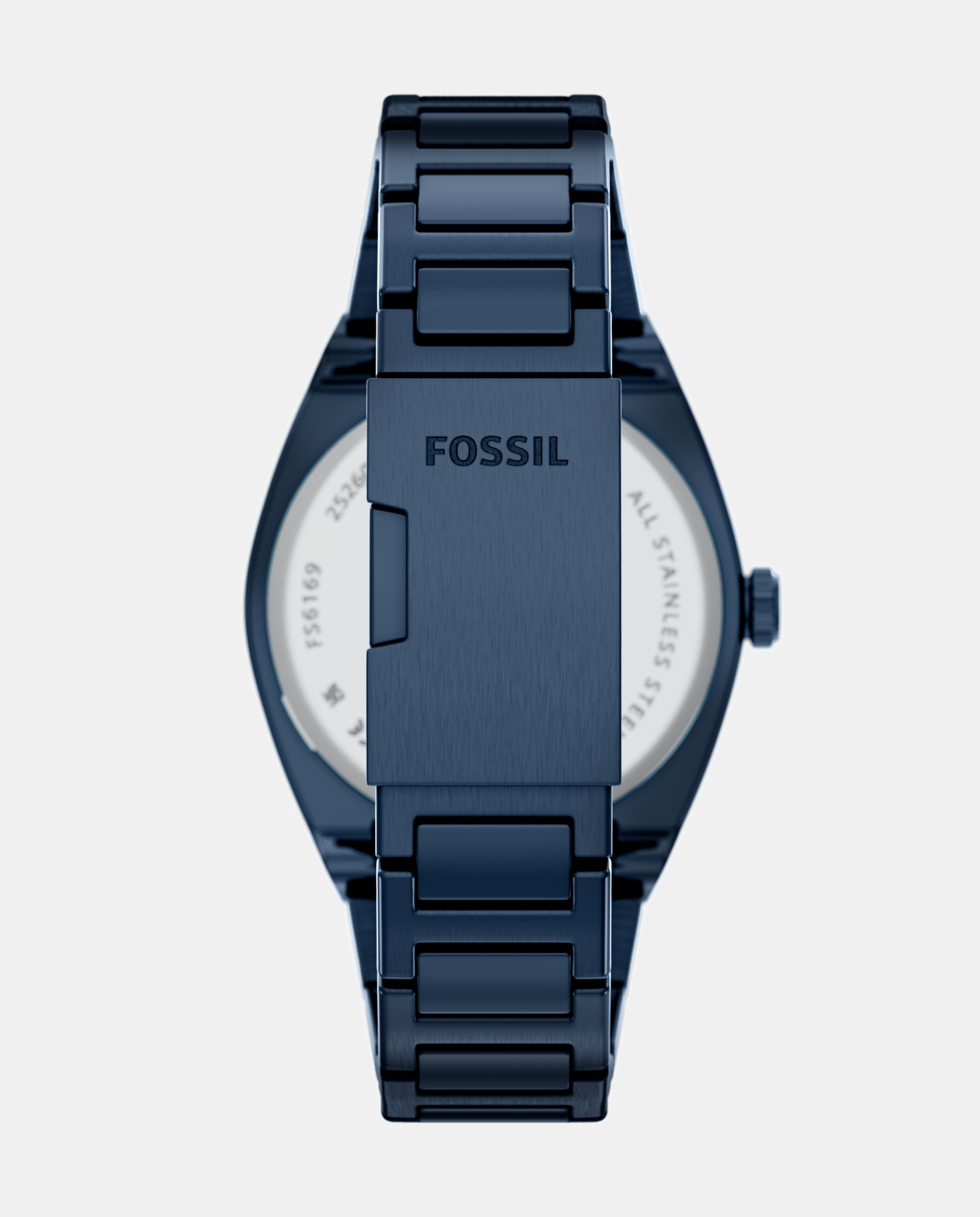 Reloj de hombre everett de acero inoxidable con tres agujas - Fossil - Azul Azul-2