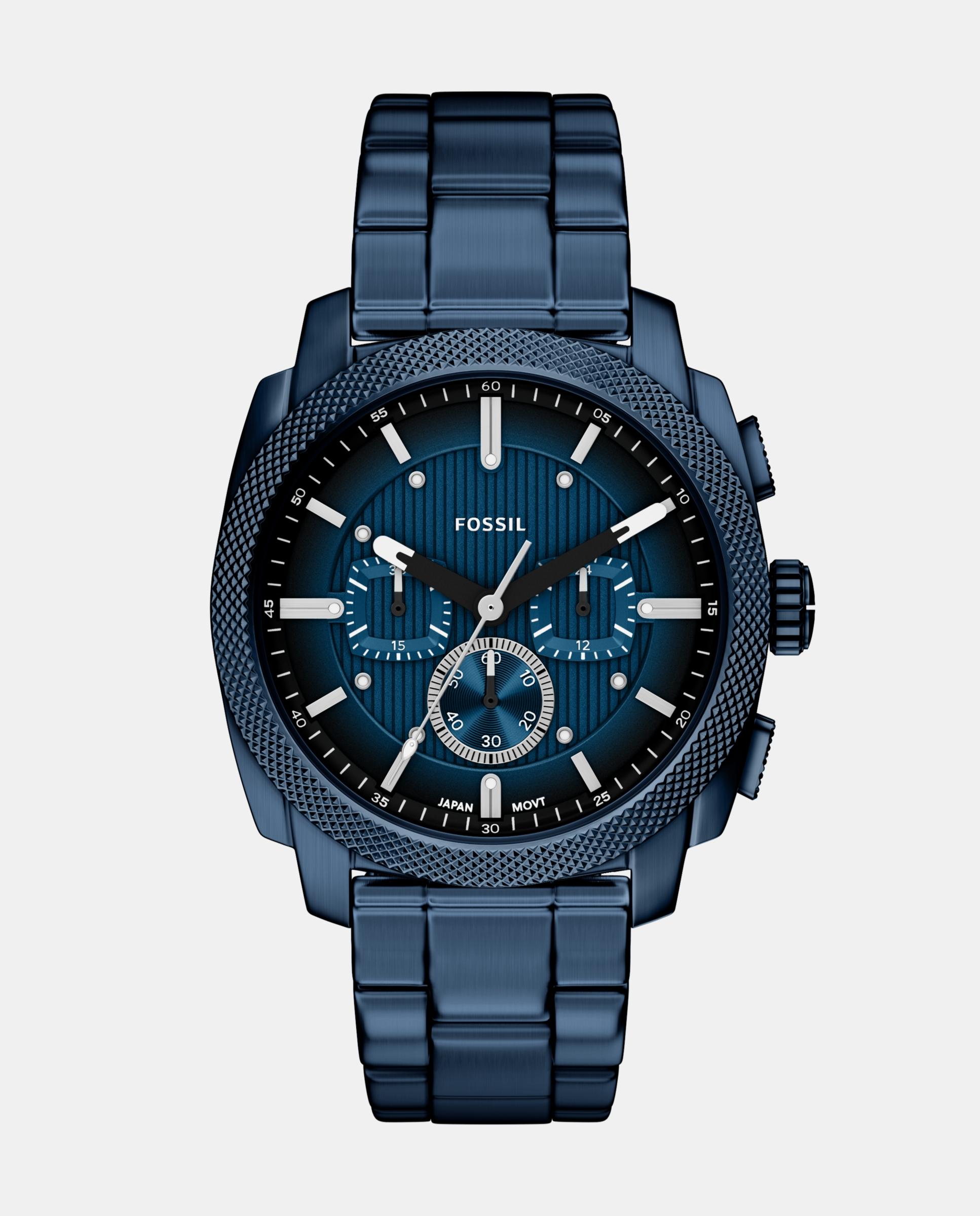 Reloj de hombre machine de acero inoxidable con cronógrafo Azul