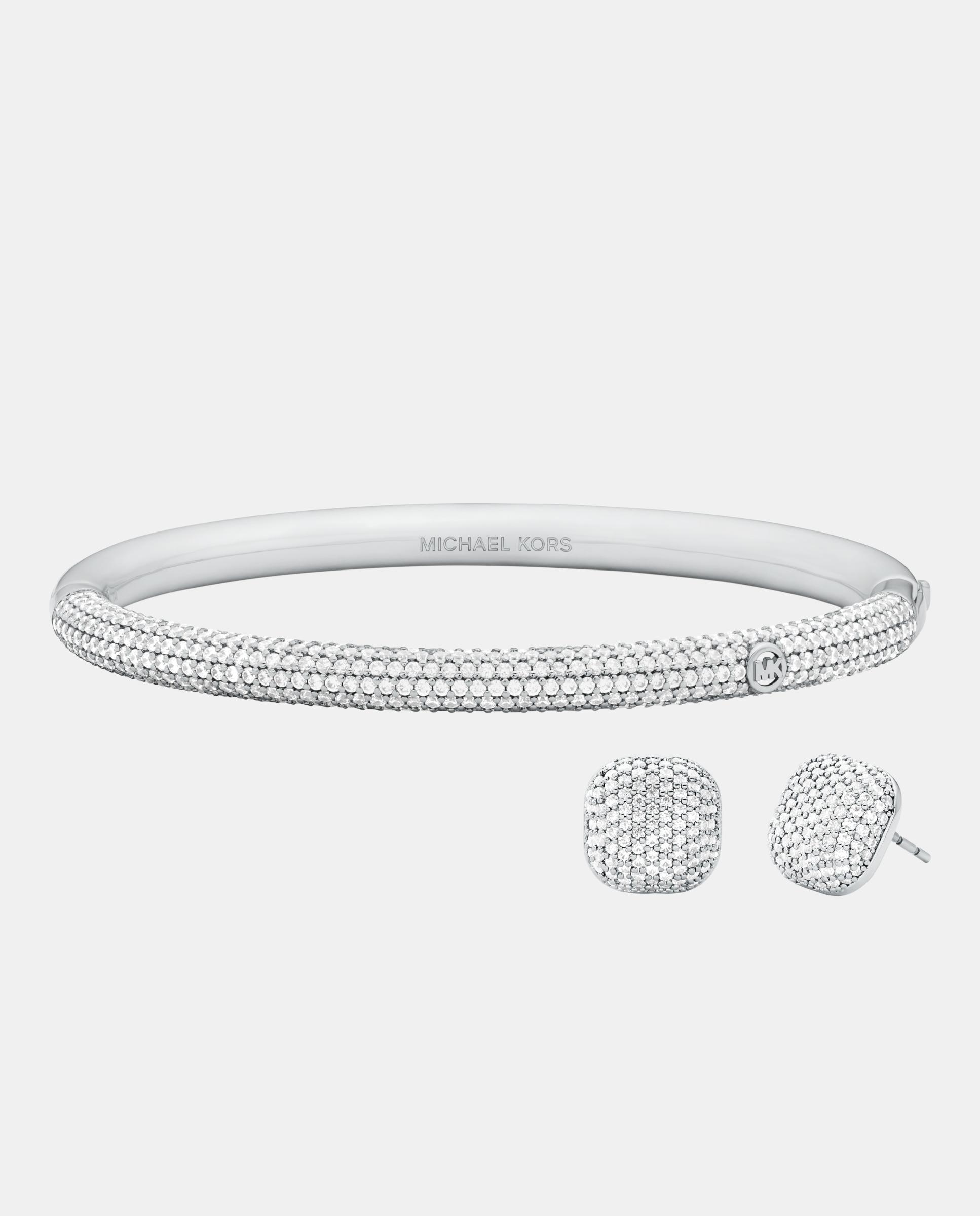 Conjunto de brazalete y pendientes de mujer mkj8618set con cristales - Michael Kors - Plateado Plateado-1