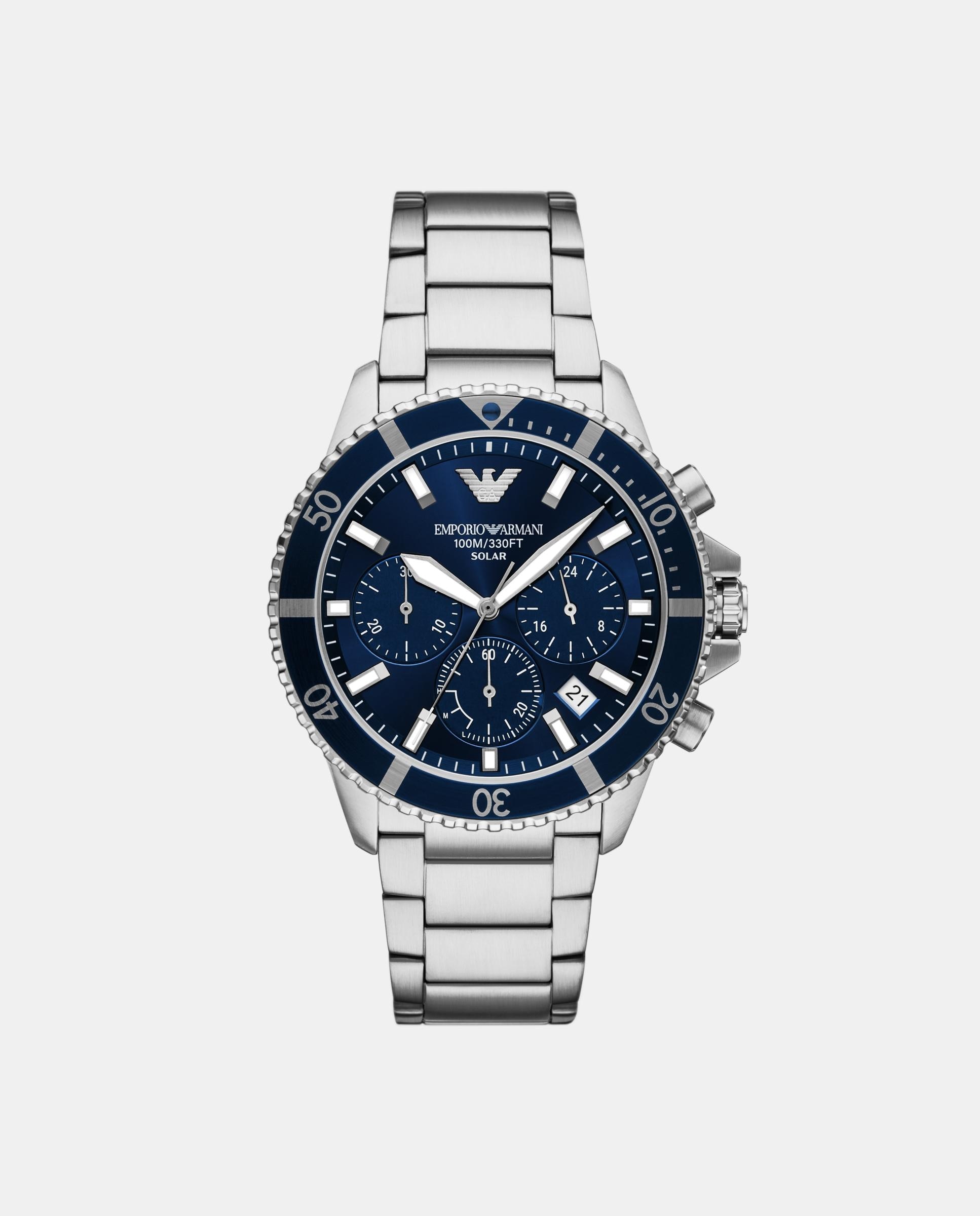 Reloj de hombre world explorer ar11798 solar con cronógrafo - Emporio Armani - Plateado Plateado-1