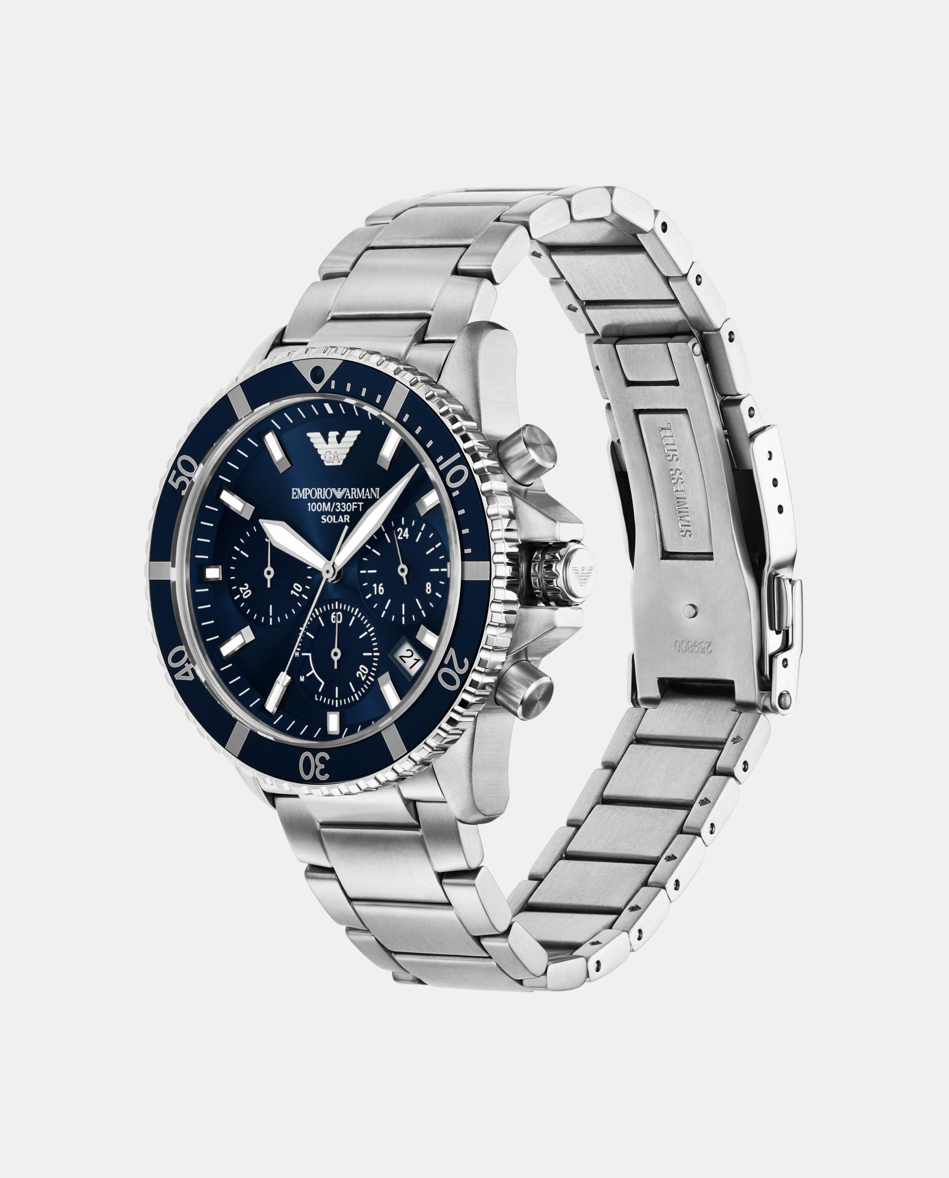 Reloj de hombre world explorer ar11798 solar con cronógrafo - Emporio Armani - Plateado Plateado-4
