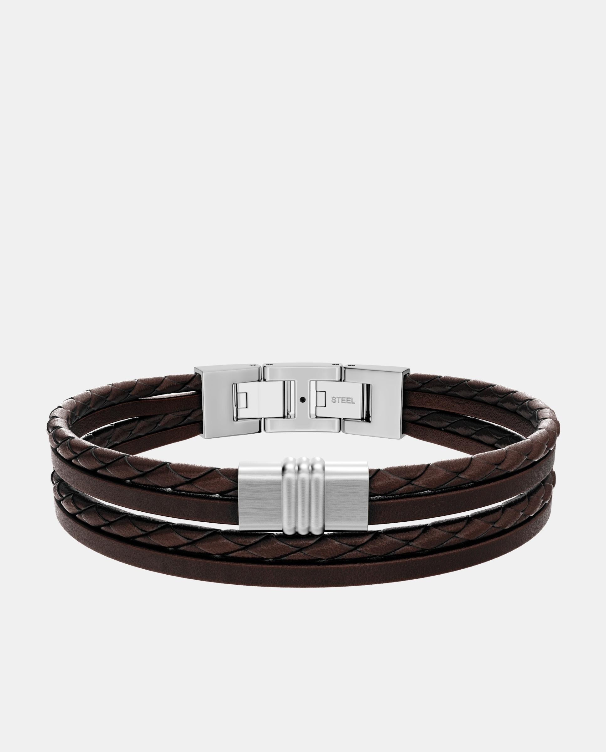 Imagen 1 de Pulsera de hombre jewelry de piel y acero inoxidable - Fossil - Marrón Marrón