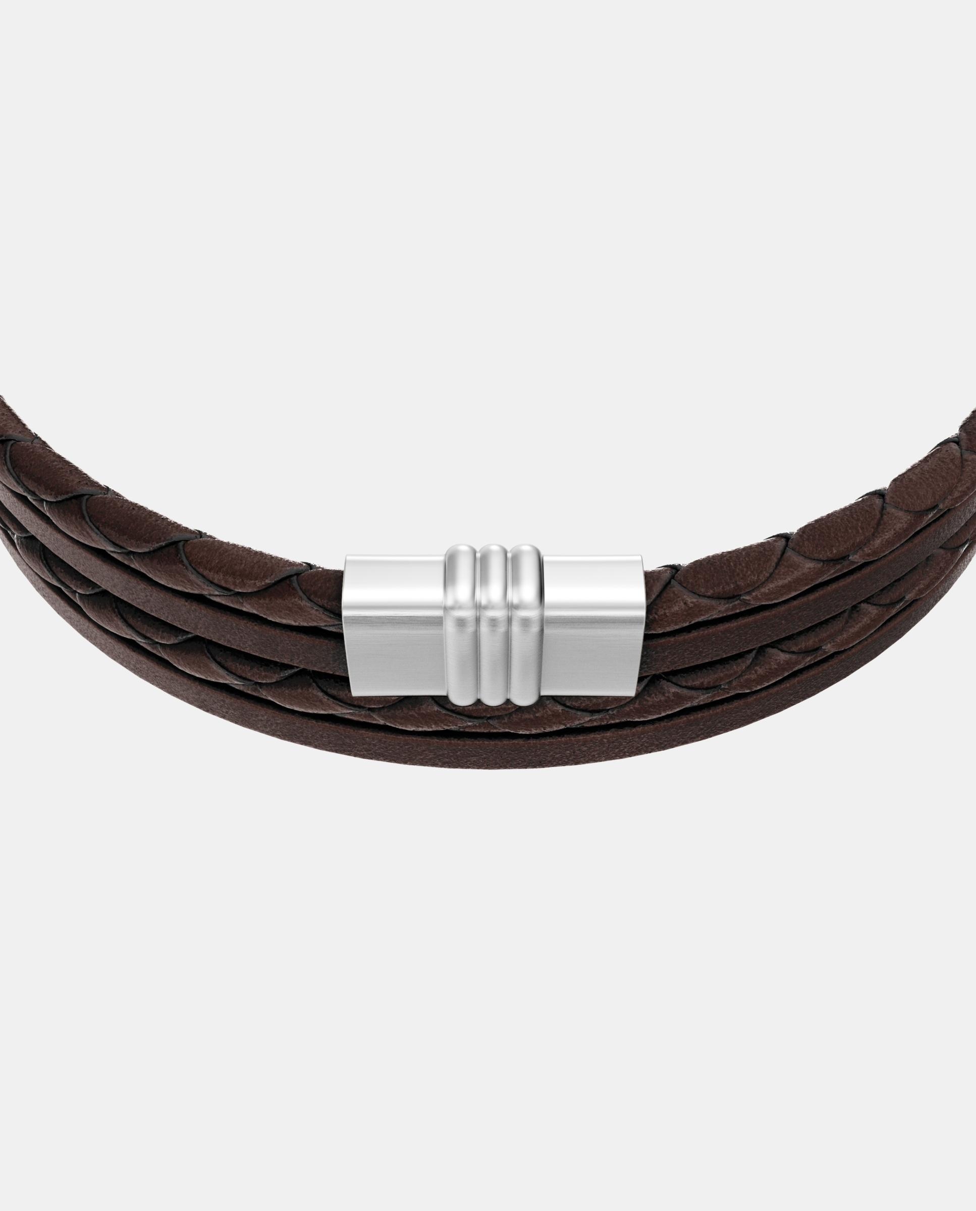 Imagen 2 de Pulsera de hombre jewelry de piel y acero inoxidable - Fossil - Marrón Marrón