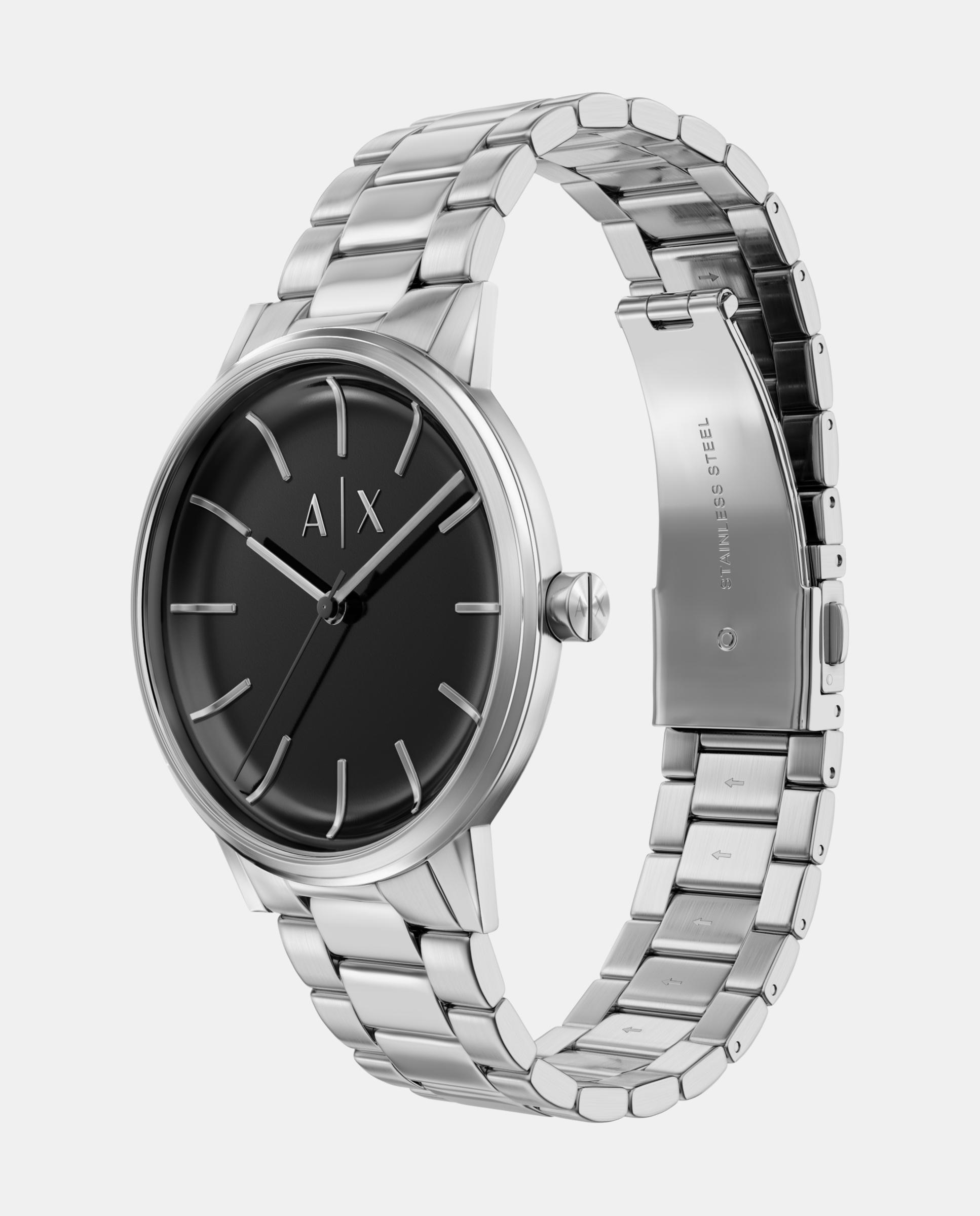 Imagen 4 de Set de reloj de hombre banks chrono ax7181set de acero inoxidable y correa de piel intercambiable - Armani Exchange - Plateado Plateado