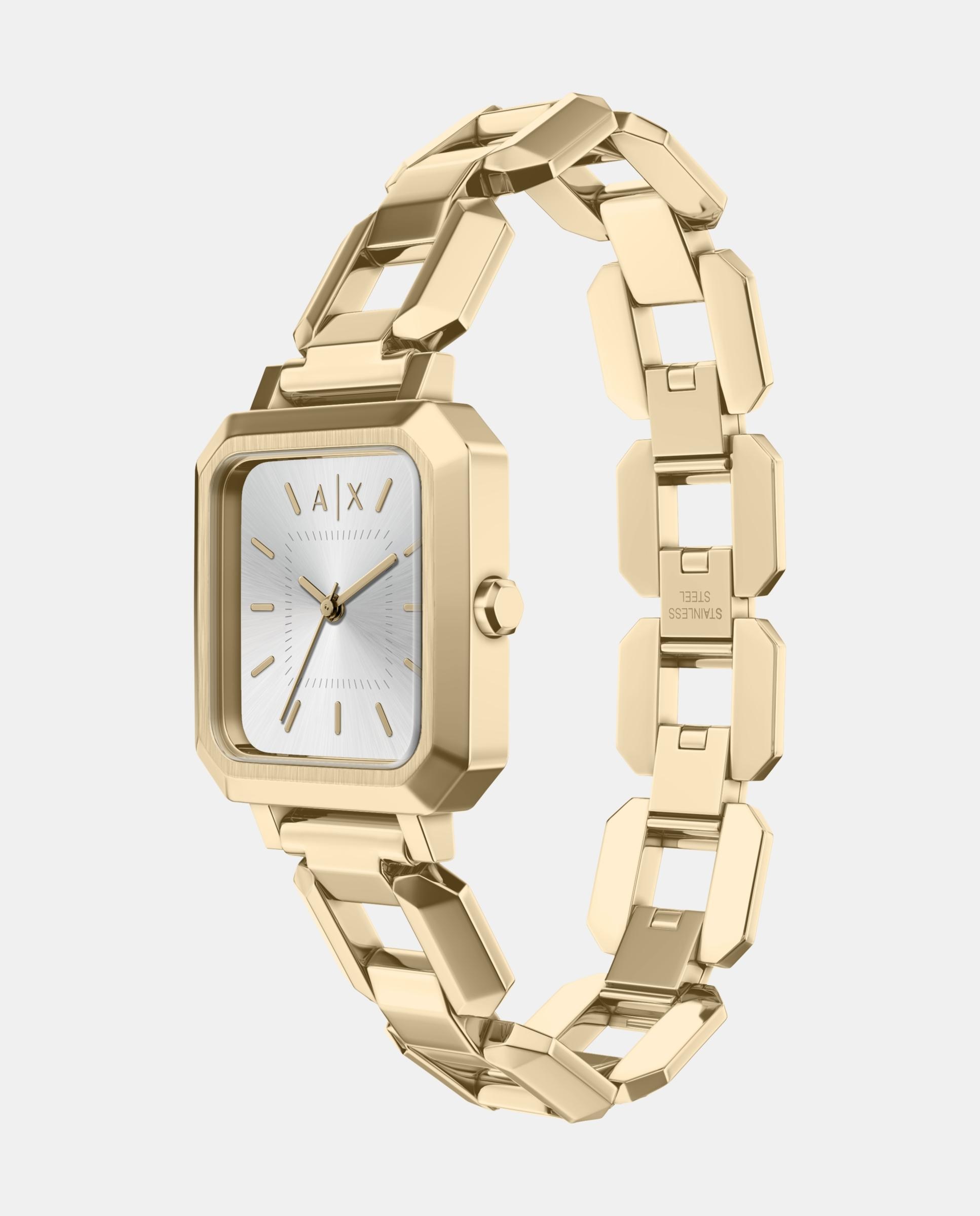 Conjunto de mujer ax7186set con collar y reloj de acero inoxidable con tres agujas - Armani Exchange - Dorado Dorado-4