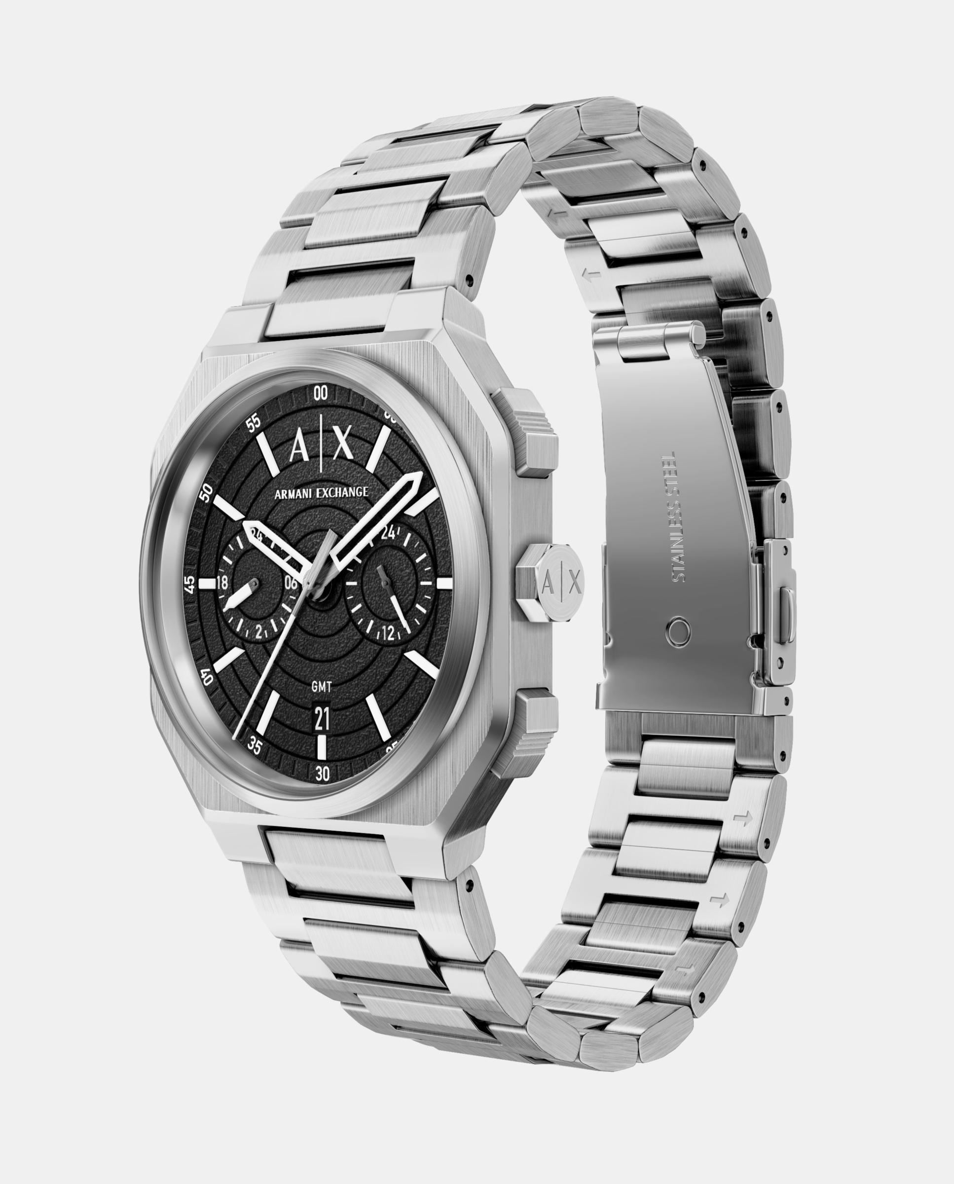 Reloj de hombre ax1476 bass dual-time de acero inoxidable - Armani Exchange - Plateado Plateado-4