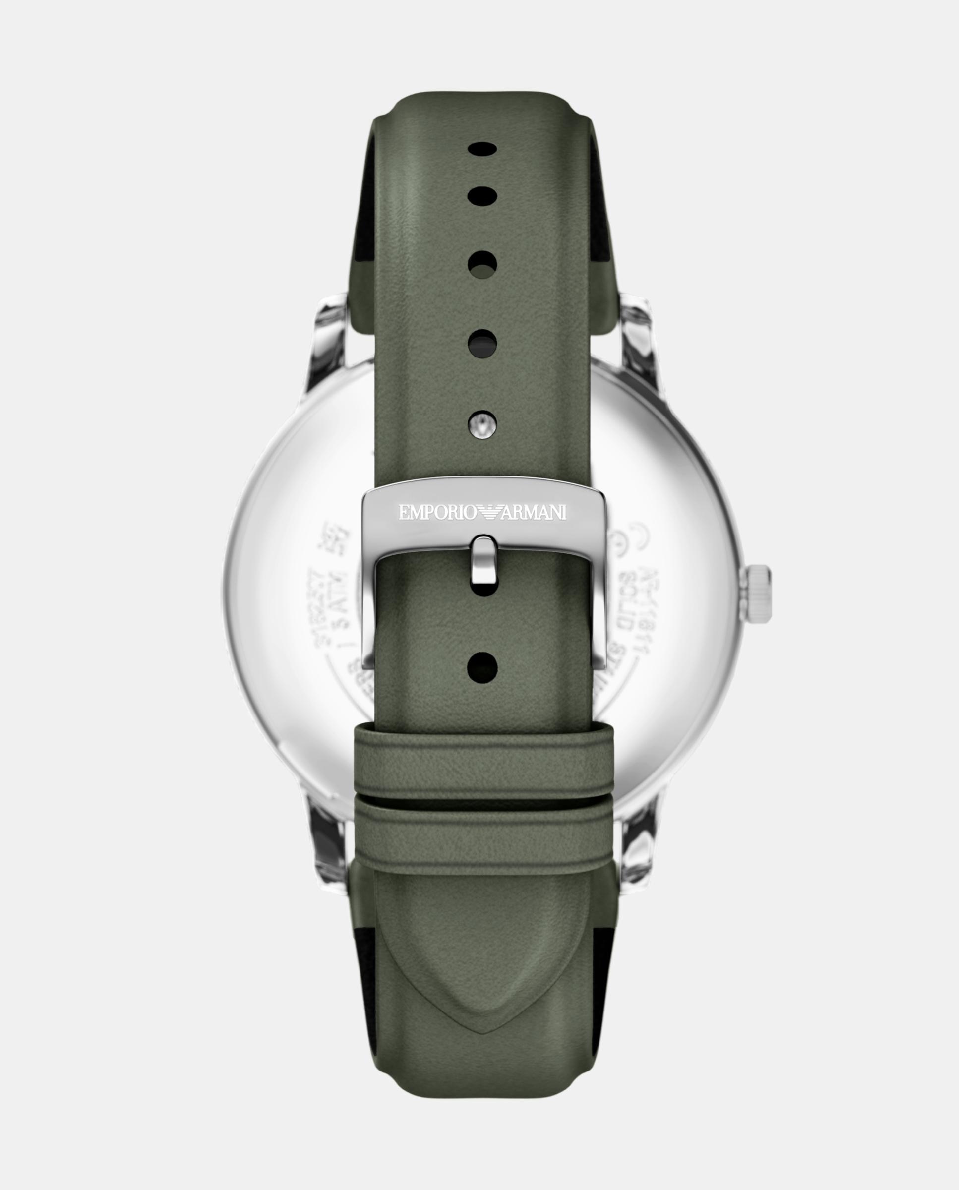 Reloj de hombre ar11811 confeccionado en piel con tres agujas y fecha - Emporio Armani - Plateado Plateado-2