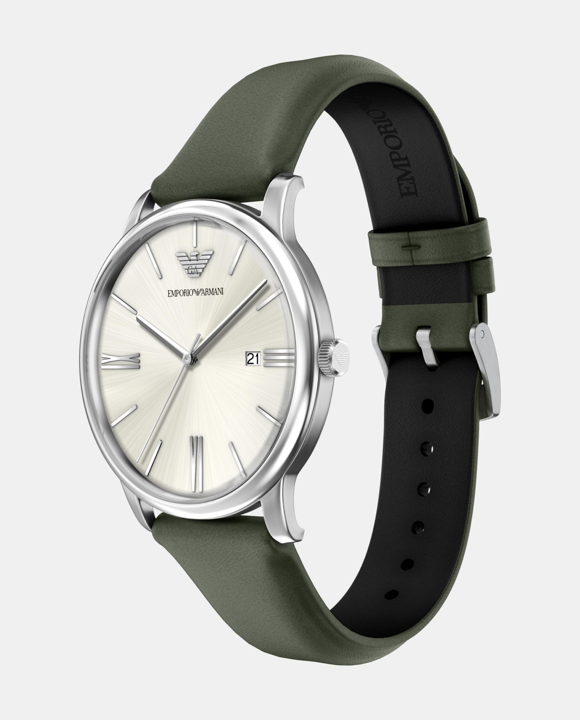 Reloj de hombre ar11811 confeccionado en piel con tres agujas y fecha - Emporio Armani - Plateado Plateado-4