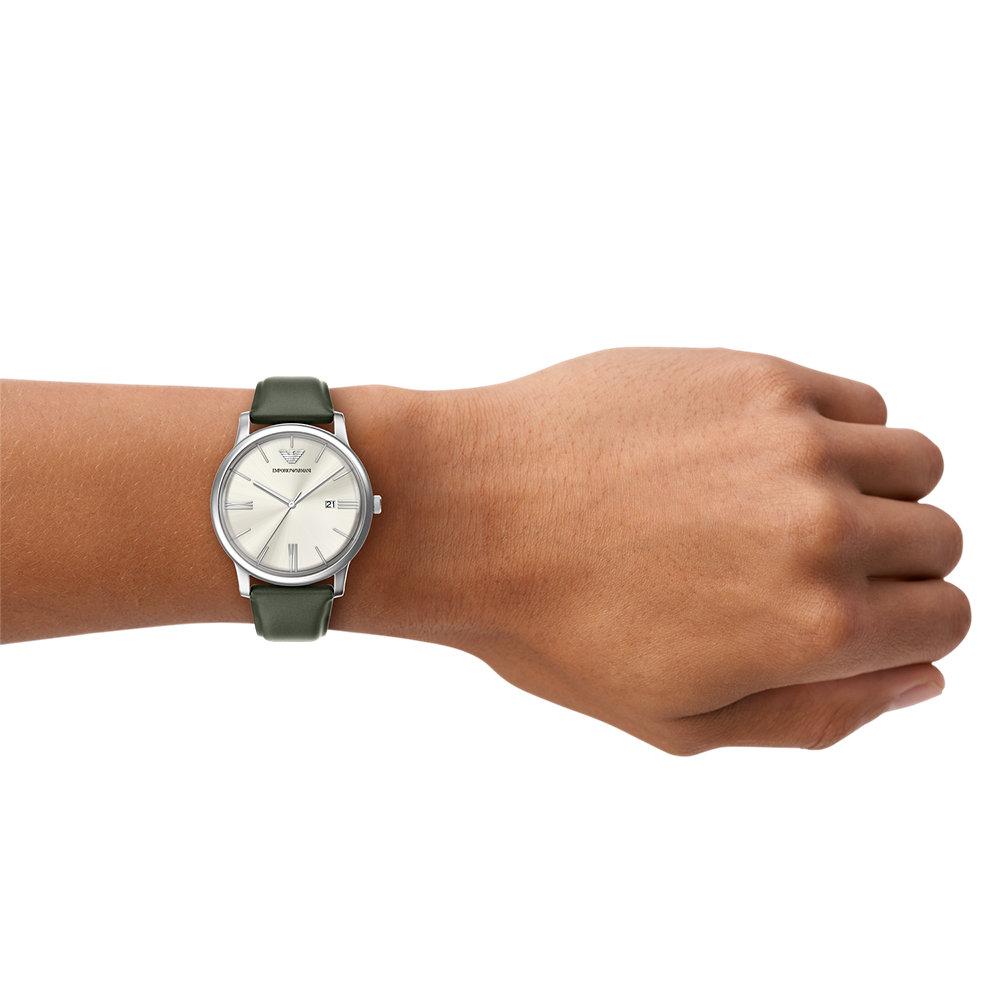 Reloj de hombre ar11811 confeccionado en piel con tres agujas y fecha - Emporio Armani - Plateado Plateado-6