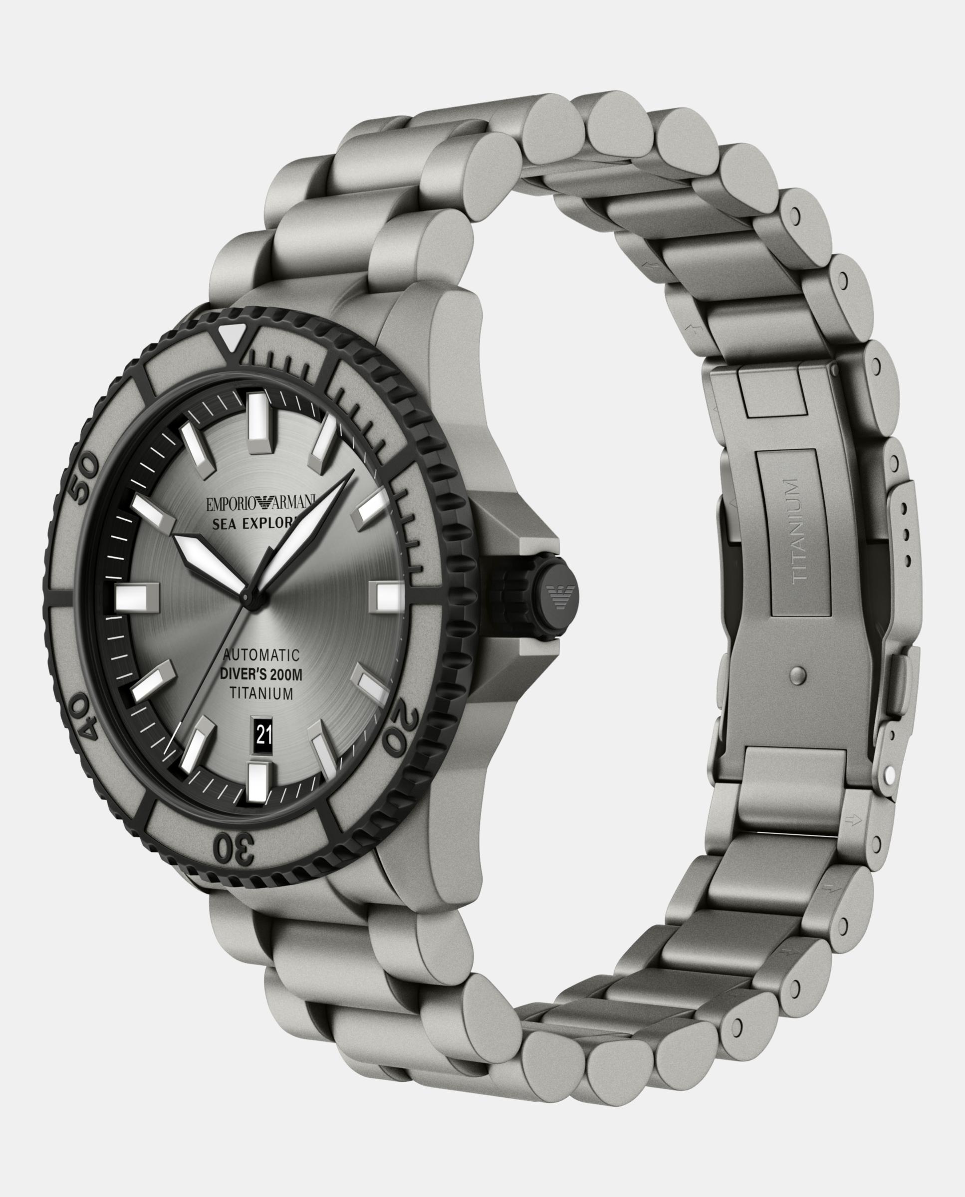 Reloj de hombre ar60099 automático sea explorer de titanio - Emporio Armani - Gris Gris-4