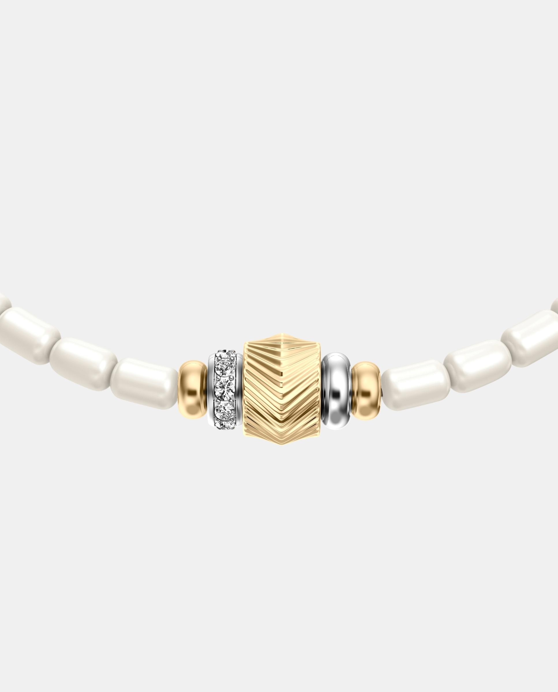 Pulsera de mujer de estaciones harlow en acero inoxidable con rondelles y perlas acrílicas - Fossil - Dorado Dorado-2