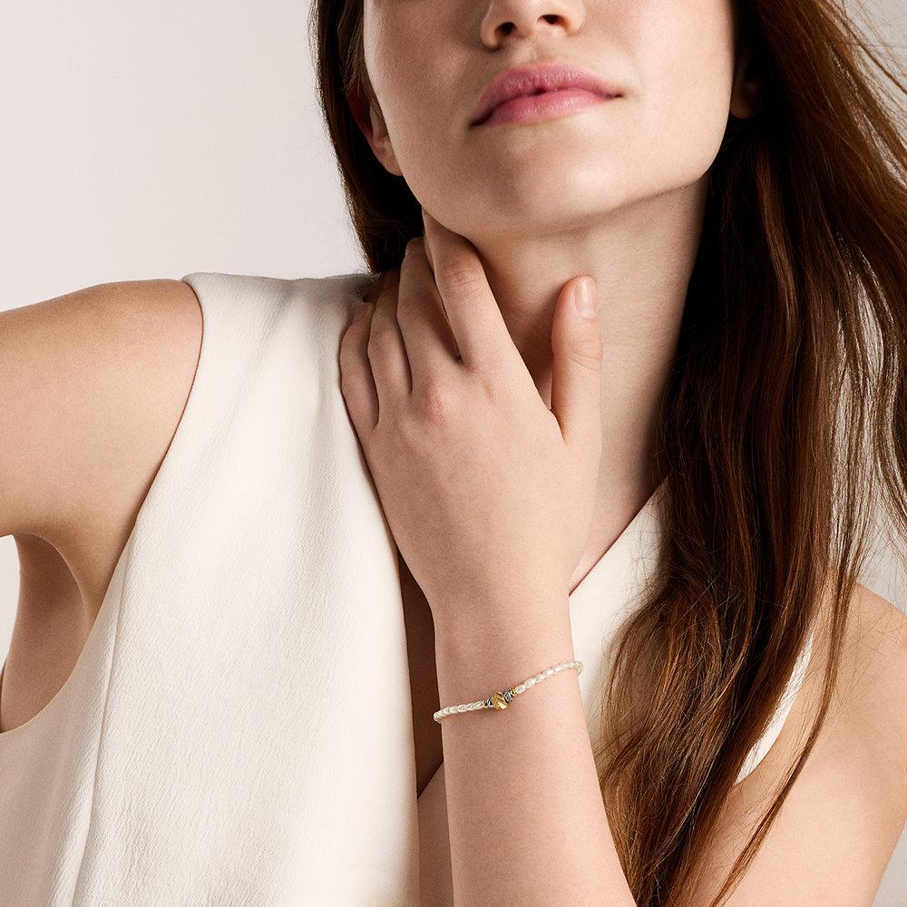 Pulsera de mujer de estaciones harlow en acero inoxidable con rondelles y perlas acrílicas - Fossil - Dorado Dorado-4