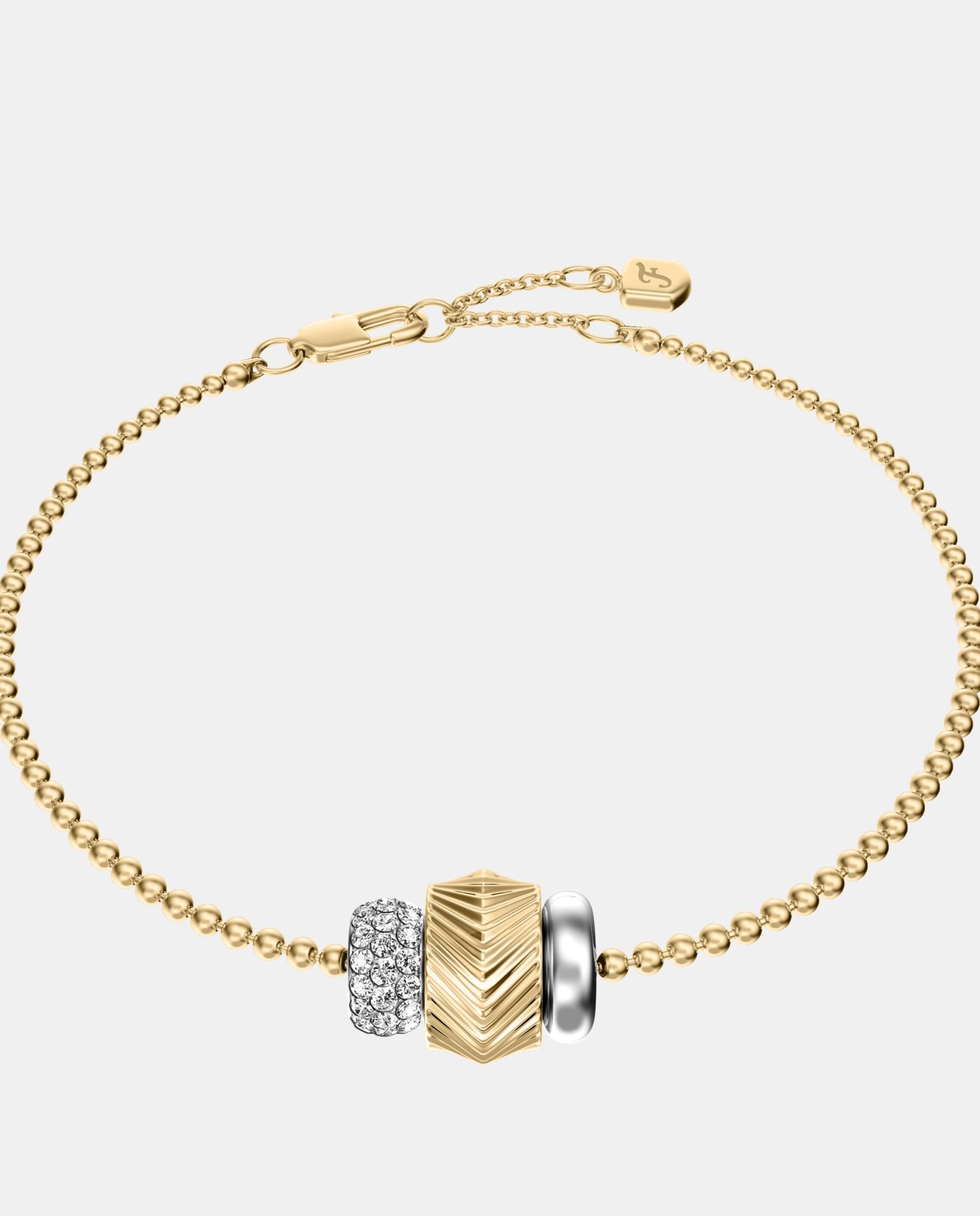 Pulsera de mujer de estaciones harlow en acero inoxidable con rondelles y perlas acrílicas - Fossil - Plateado Plateado-1