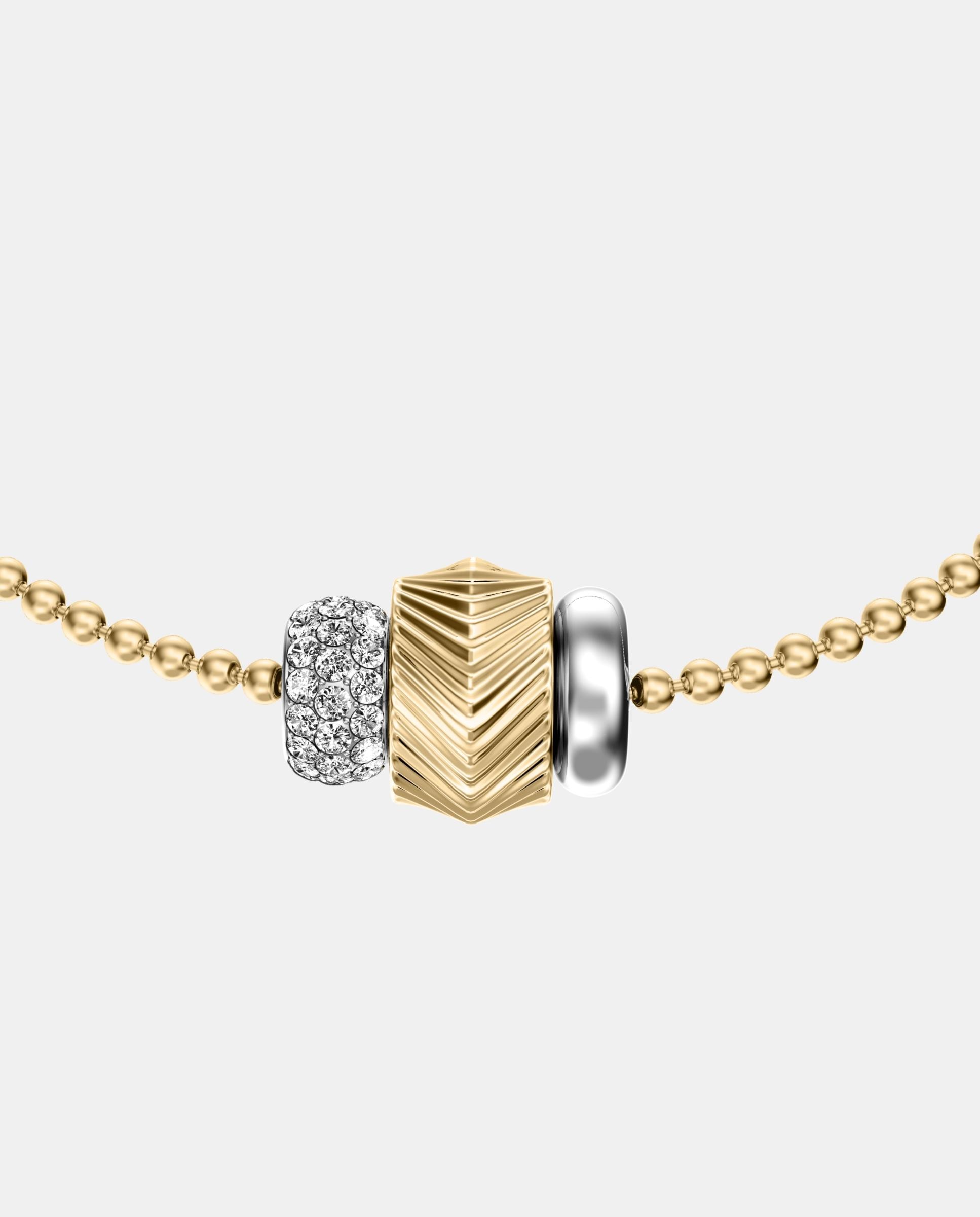 Pulsera de mujer de estaciones harlow en acero inoxidable con rondelles y perlas acrílicas - Fossil - Plateado Plateado-2
