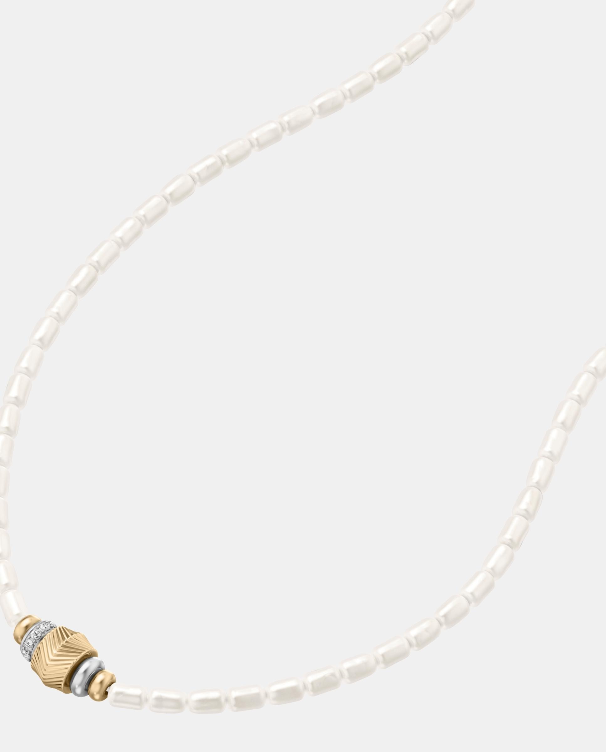 Collar de mujer de estaciones harlow en acero inoxidable con rondelles y perlas acrílicas - Fossil - Dorado Dorado-2
