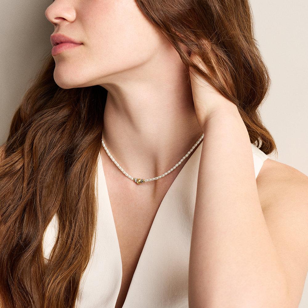Collar de mujer de estaciones harlow en acero inoxidable con rondelles y perlas acrílicas - Fossil - Dorado Dorado-5