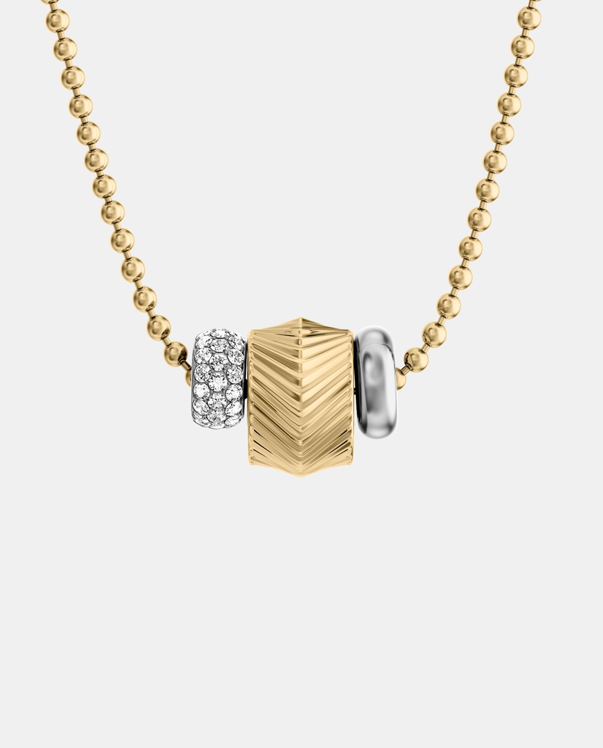 Collar de mujer de estaciones harlow en acero inoxidable con rondelles y perlas acrílicas - Fossil - Plateado Plateado-1