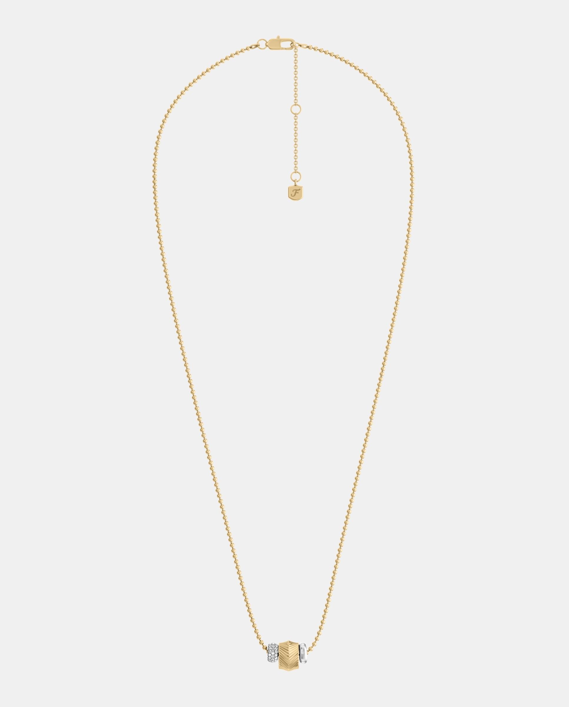 Collar de mujer de estaciones harlow en acero inoxidable con rondelles y perlas acrílicas - Fossil - Plateado Plateado-3