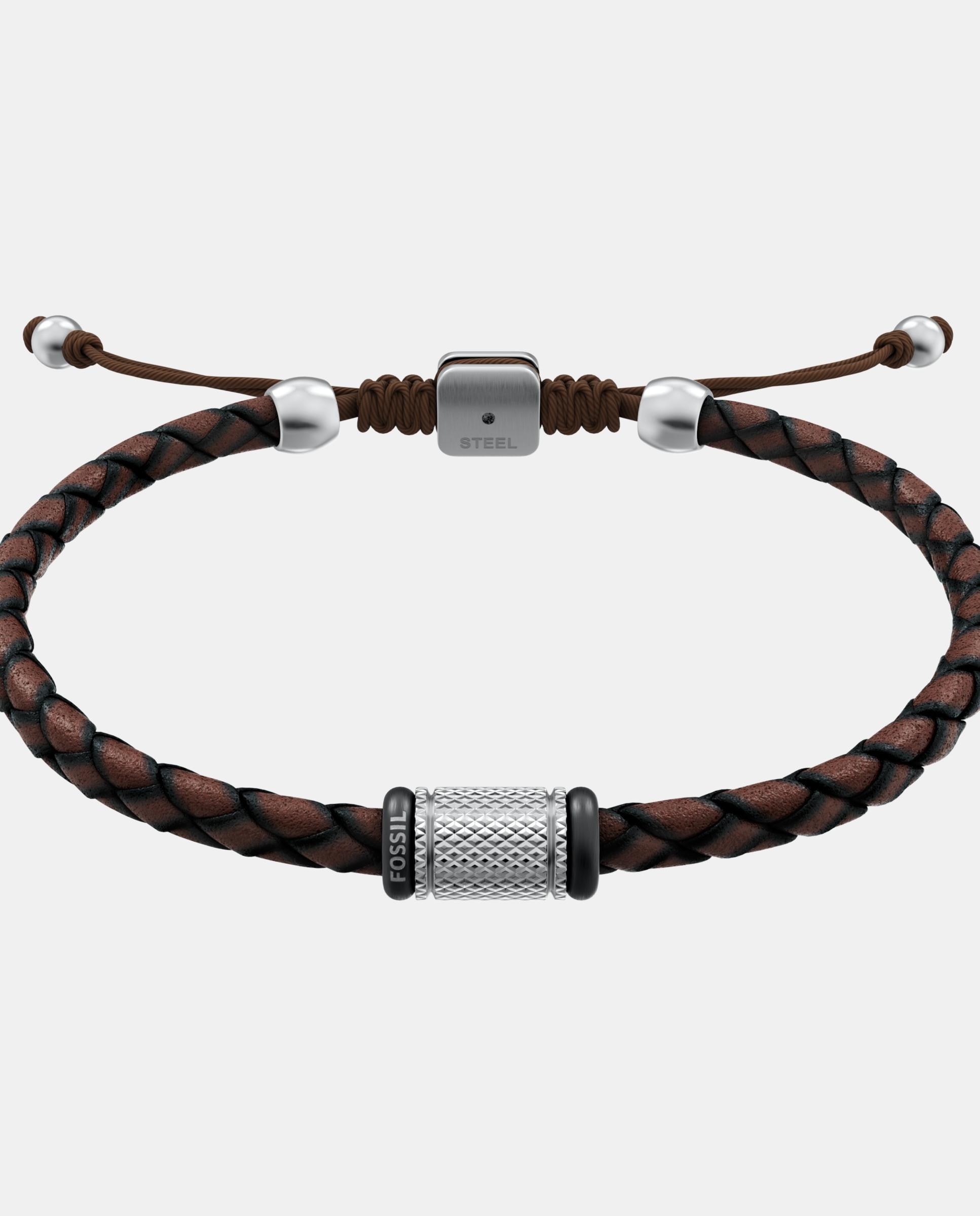 Imagen 0 de Pulsera de hombre de estaciones machine con rondelles de piel Marrón