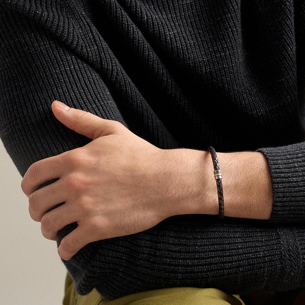 Pulsera de hombre de estaciones everett con esmalte de piel - Fossil - Plateado Plateado-4