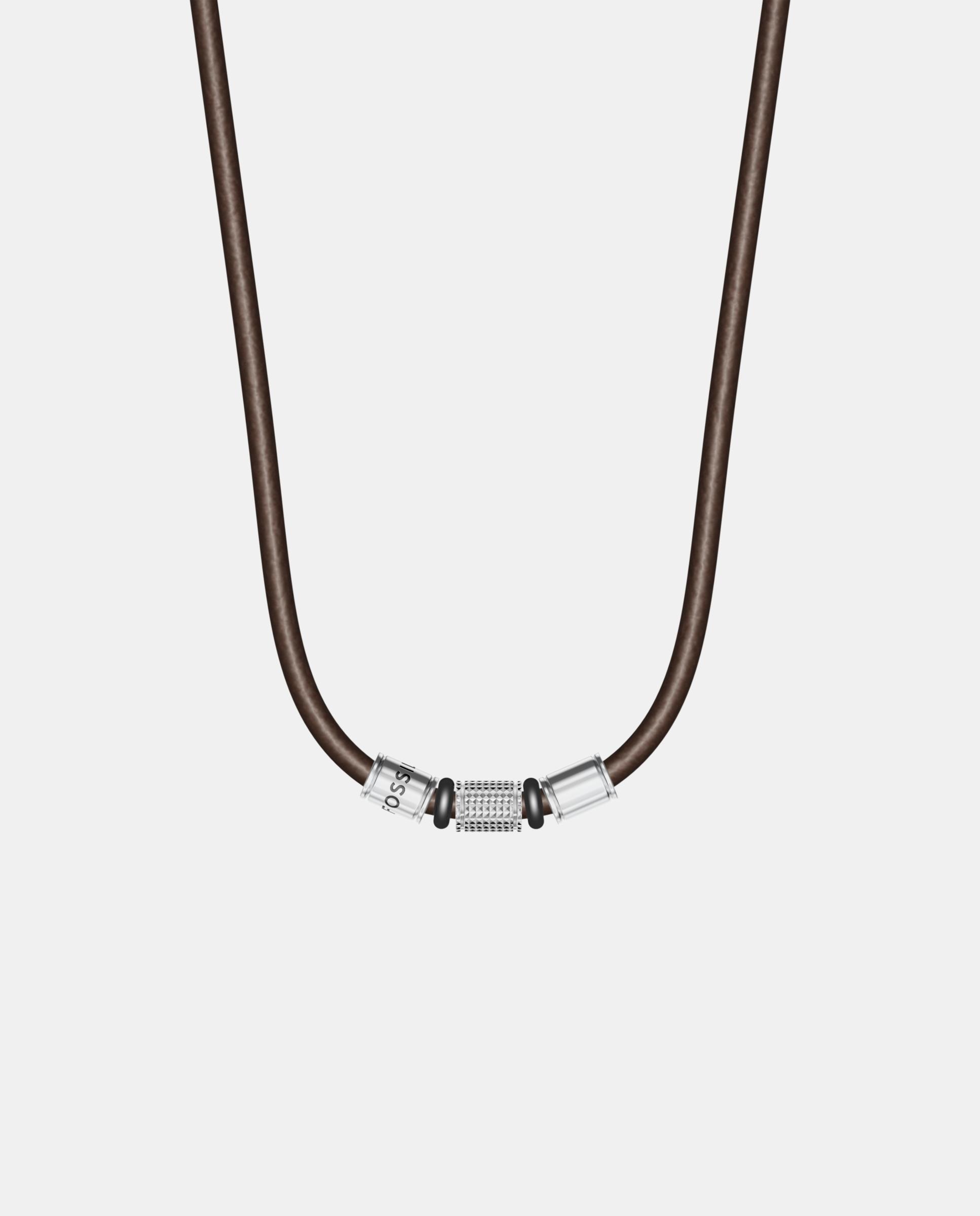 Imagen 0 de Collar de hombre de estaciones machine con rondelles de piel Marrón
