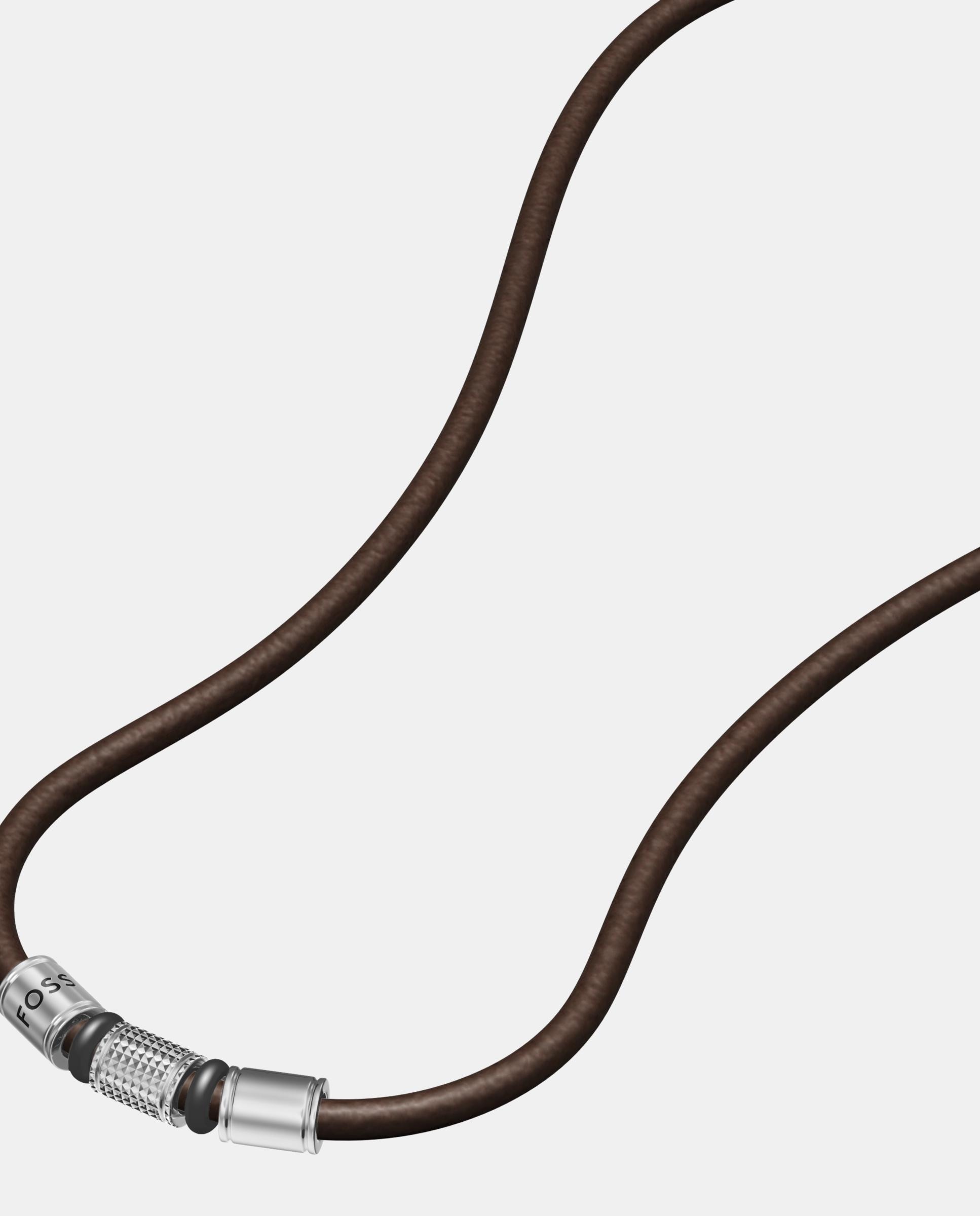 Collar de hombre de estaciones machine con rondelles de piel - Fossil - Marrón Marrón-2