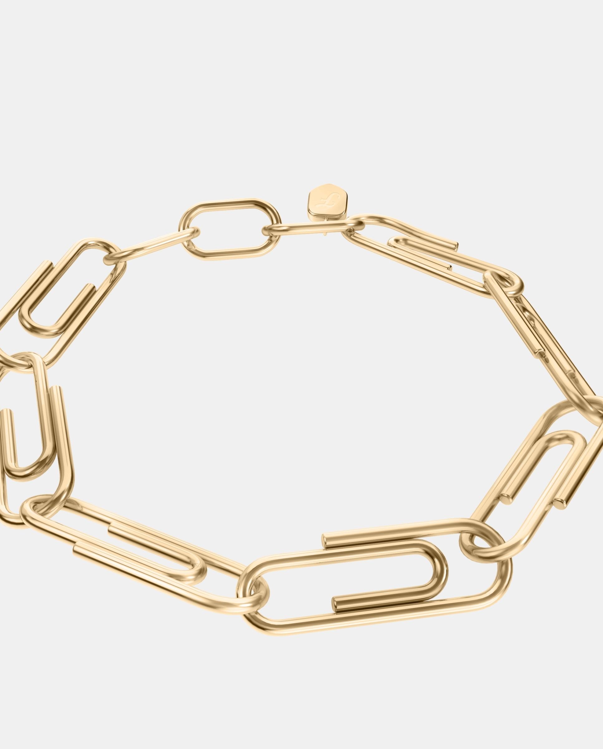 Imagen 0 de Pulsera de cadena de mujer de la colección paperclip de acero inoxidable Dorado