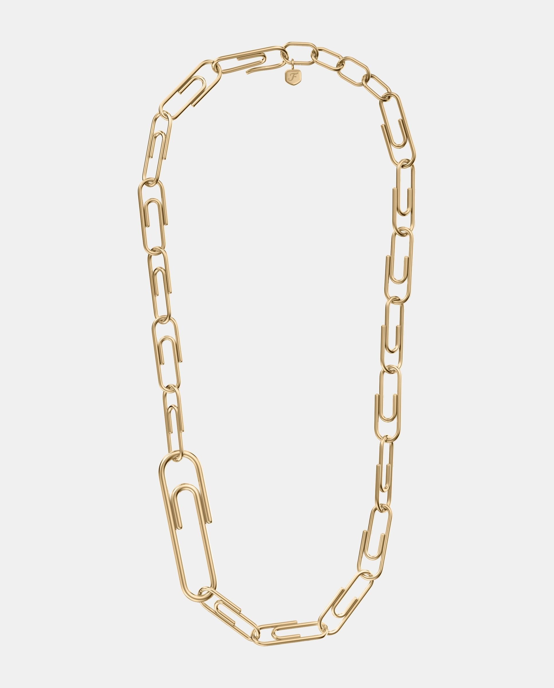 Imagen 0 de Collar de cadena de mujer de la colección paperclip de acero inoxidable Dorado