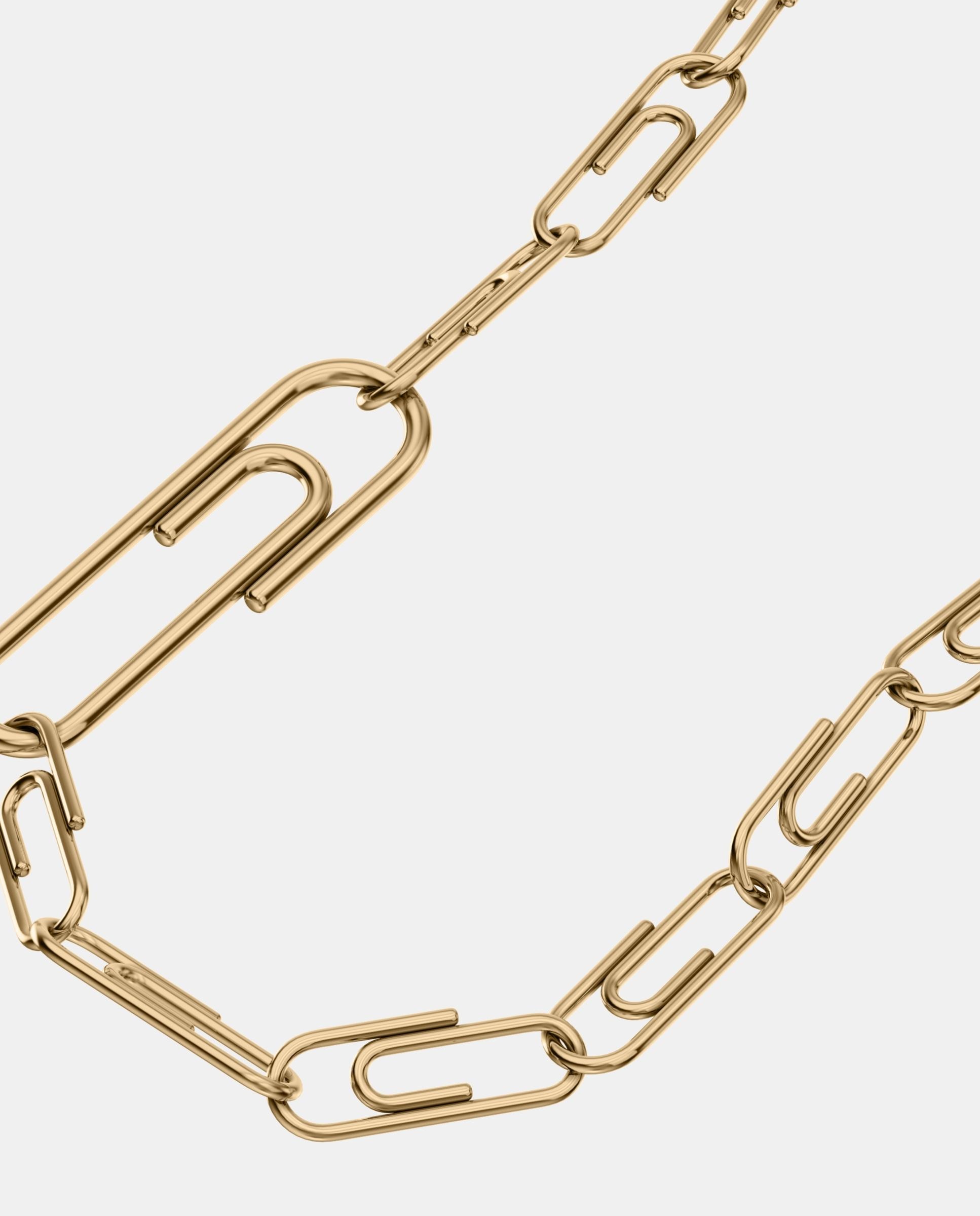 Collar de cadena de mujer de la colección paperclip de acero inoxidable - Fossil - Dorado Dorado-2