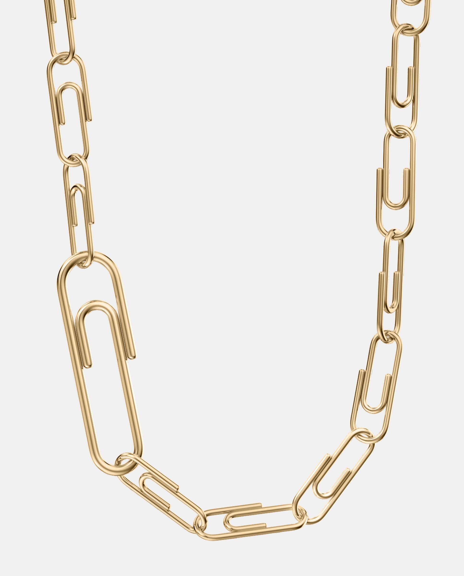Collar de cadena de mujer de la colección paperclip de acero inoxidable - Fossil - Dorado Dorado-3