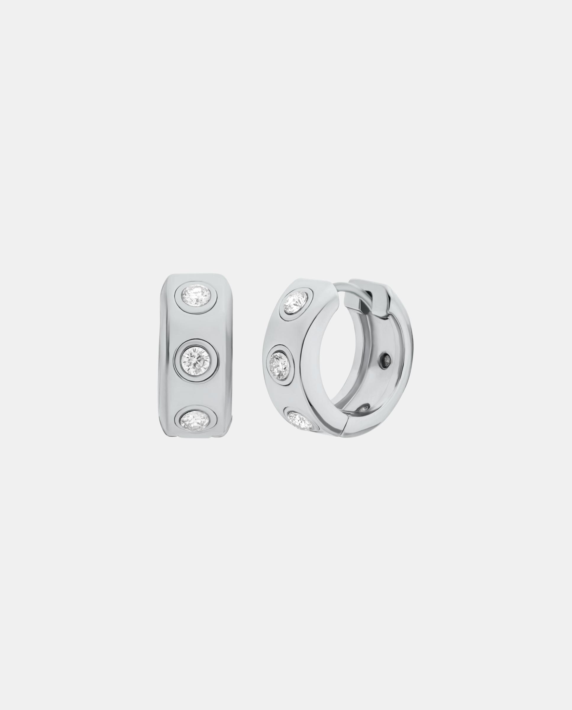 Imagen 0 de Pendientes de mujer huggie de estaciones con piedra Plateado