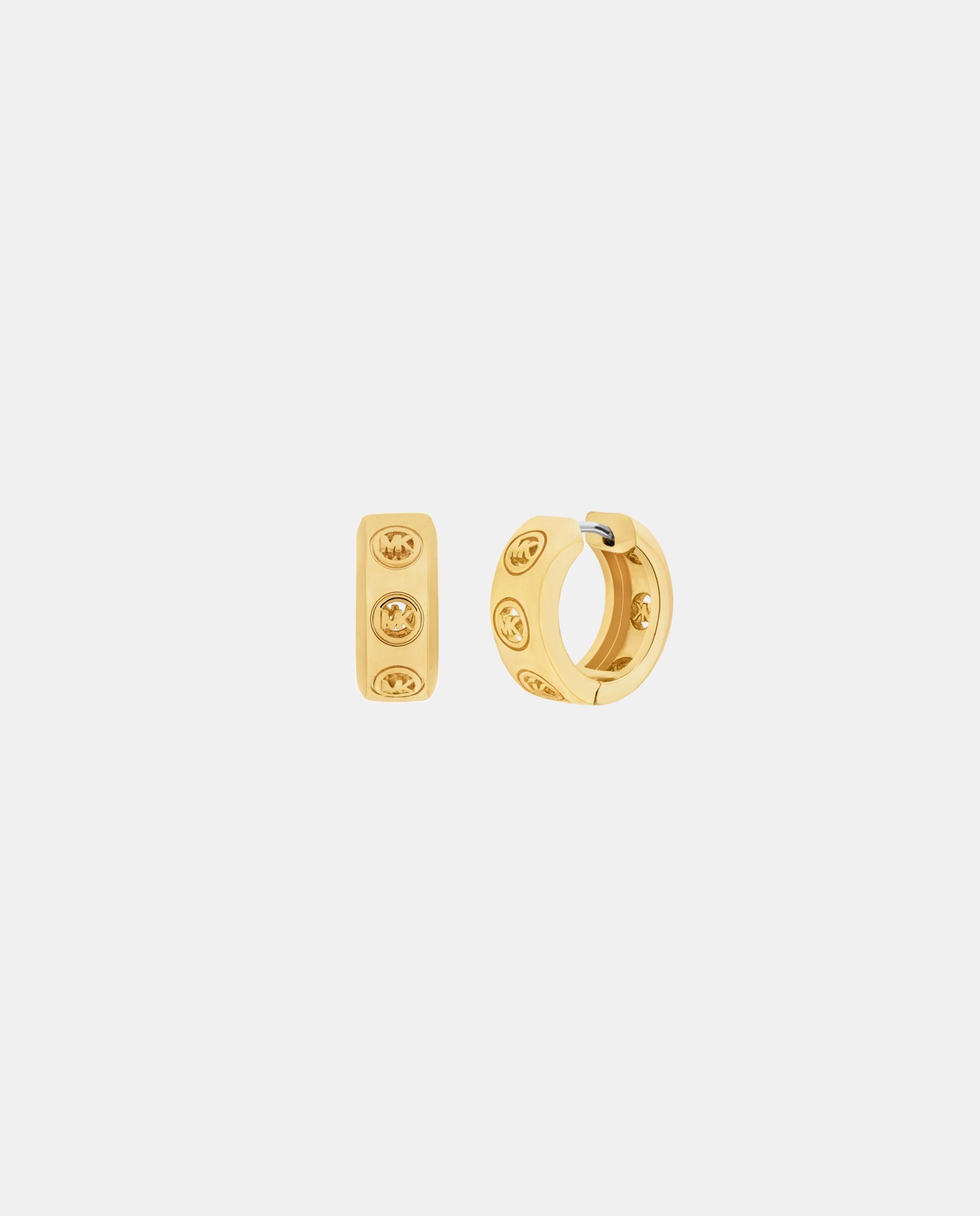 Imagen 0 de Pendientes de mujer huggie con logotipo Dorado