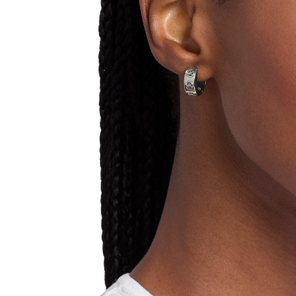 Pendientes de mujer huggie con logotipo - Michael Kors - Plateado Plateado-3