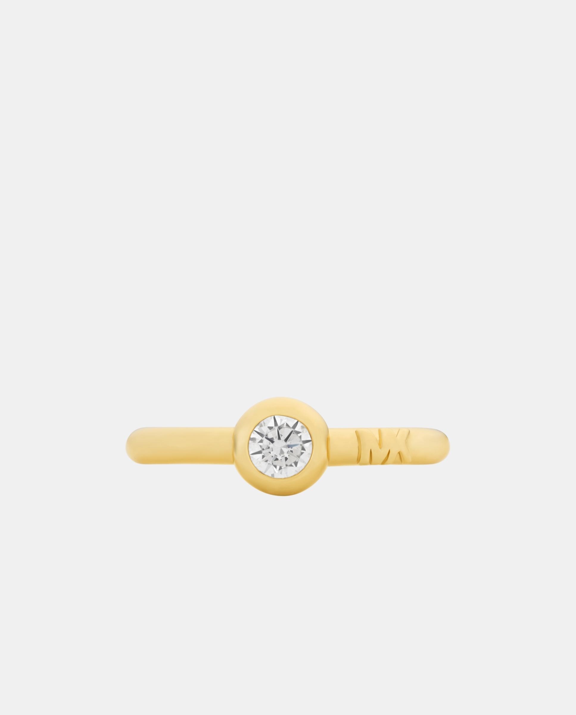 Imagen 1 de Anillo de mujer premium de latón y circonita cúbica Dorado